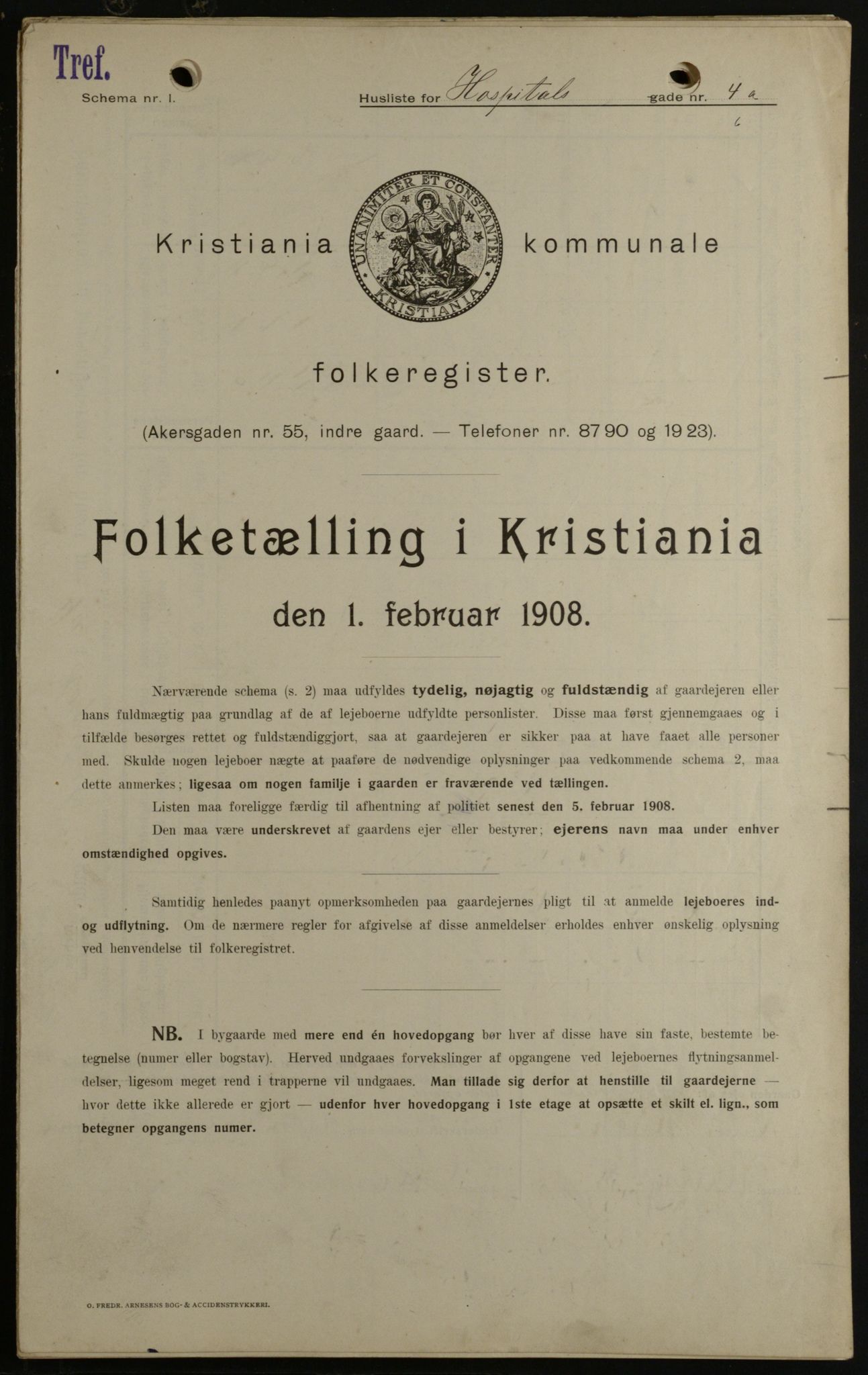 OBA, Kommunal folketelling 1.2.1908 for Kristiania kjøpstad, 1908, s. 37264
