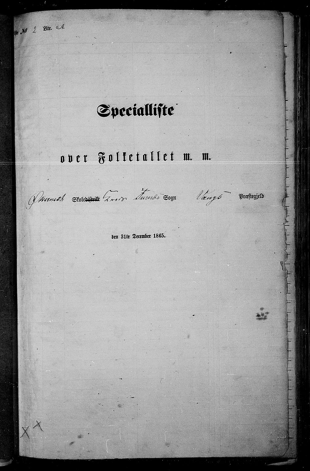 RA, Folketelling 1865 for 0414L Vang prestegjeld, Vang sokn og Furnes sokn, 1865, s. 47