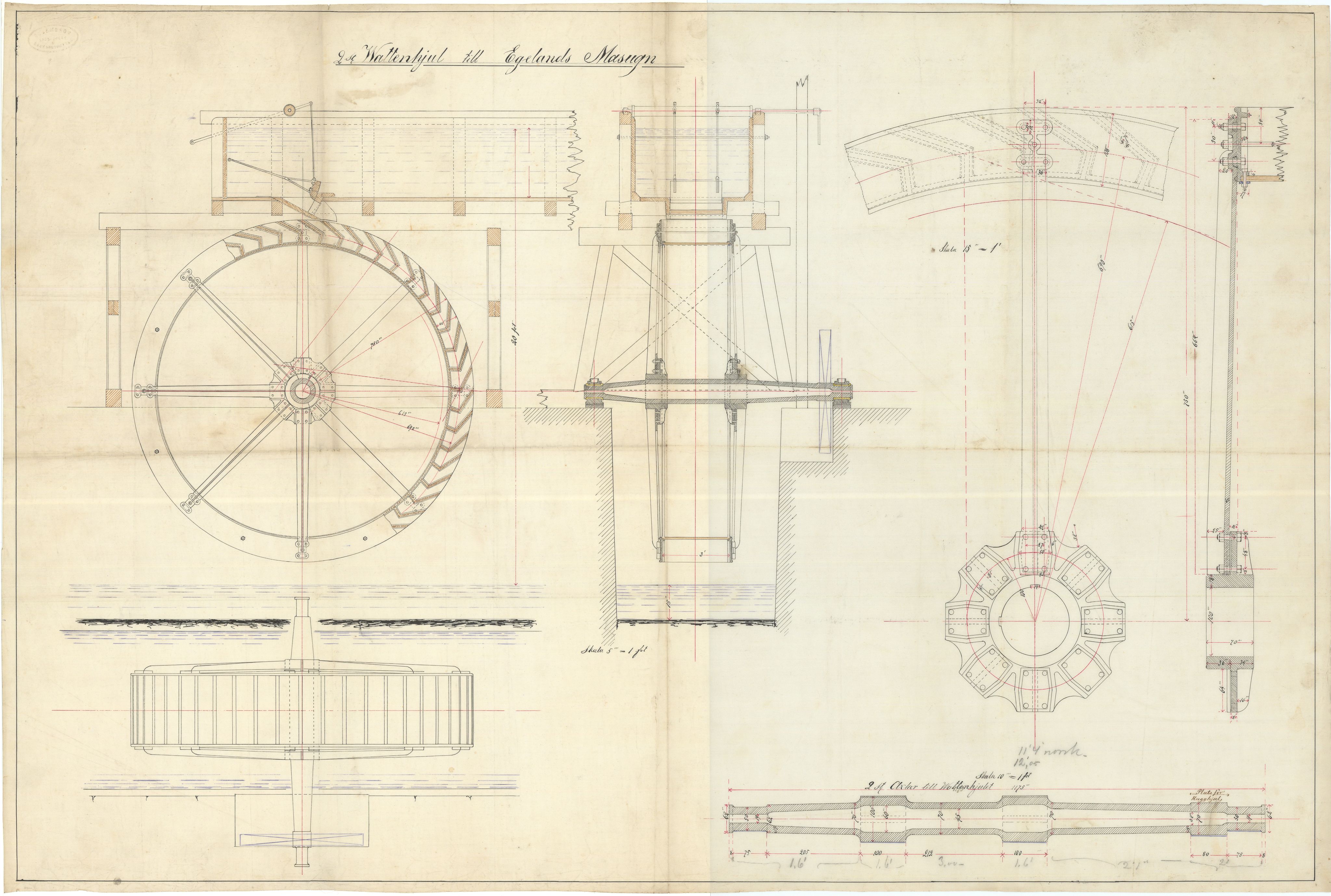 Jacob Aall & Søn AS, NESJ/NJM-007/05/L0001: 2st Wattenhjul till Egelends Masugn, 1874