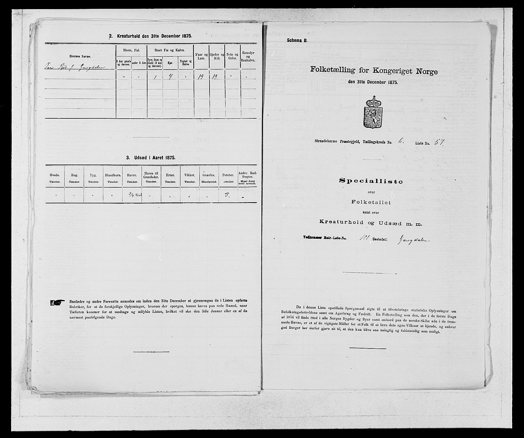 SAB, Folketelling 1875 for 1226P Strandebarm prestegjeld, 1875, s. 919