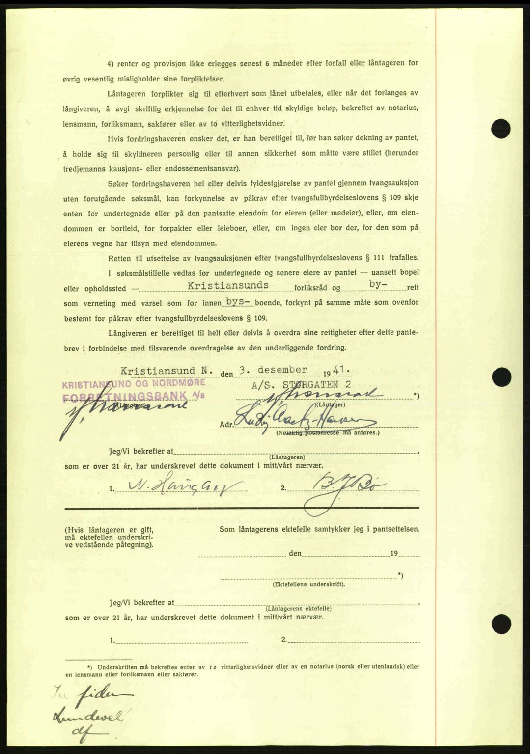 Kristiansund byfogd, AV/SAT-A-4587/A/27: Pantebok nr. 35, 1941-1942, Dagboknr: 1049/1941