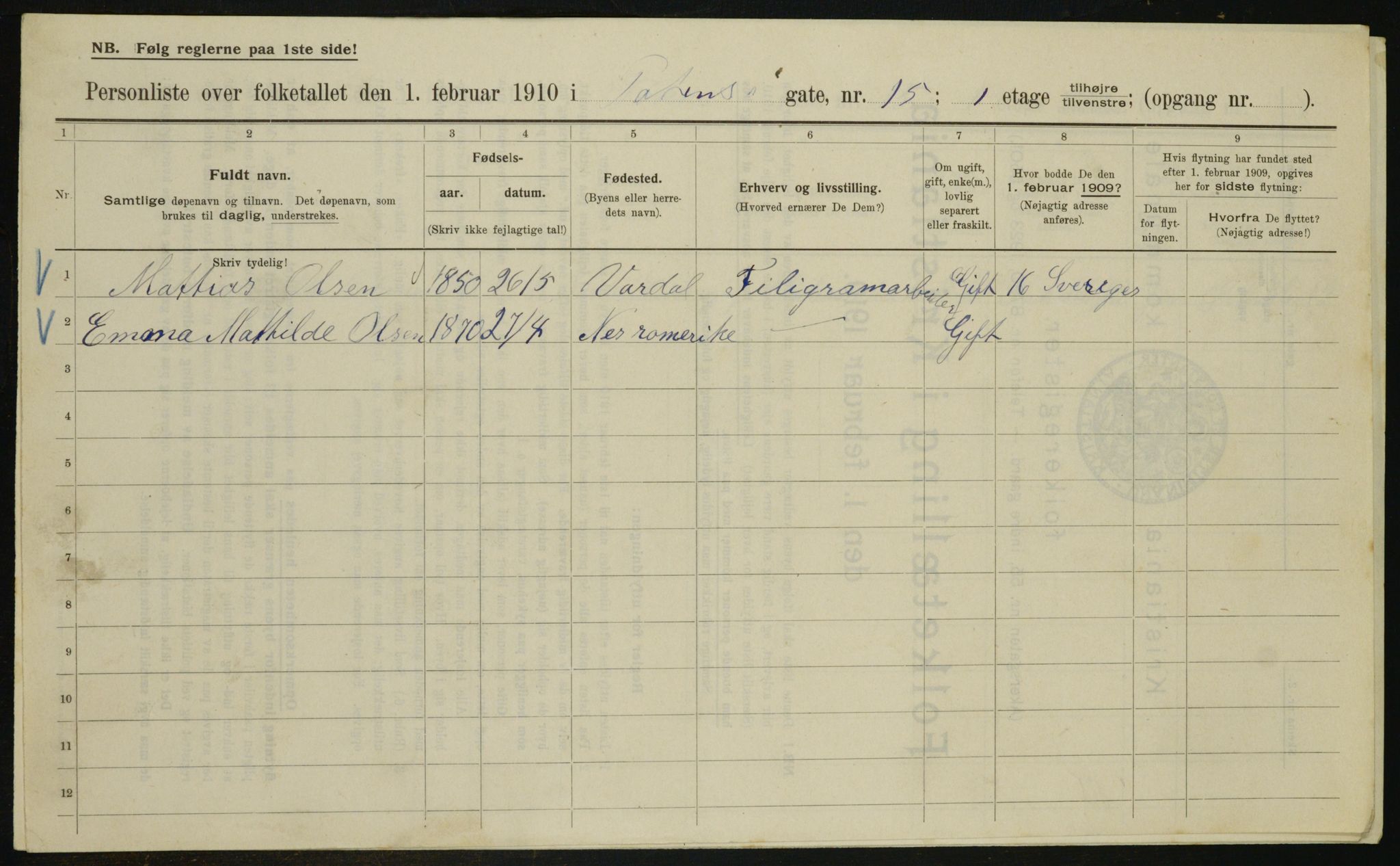 OBA, Kommunal folketelling 1.2.1910 for Kristiania, 1910, s. 109683