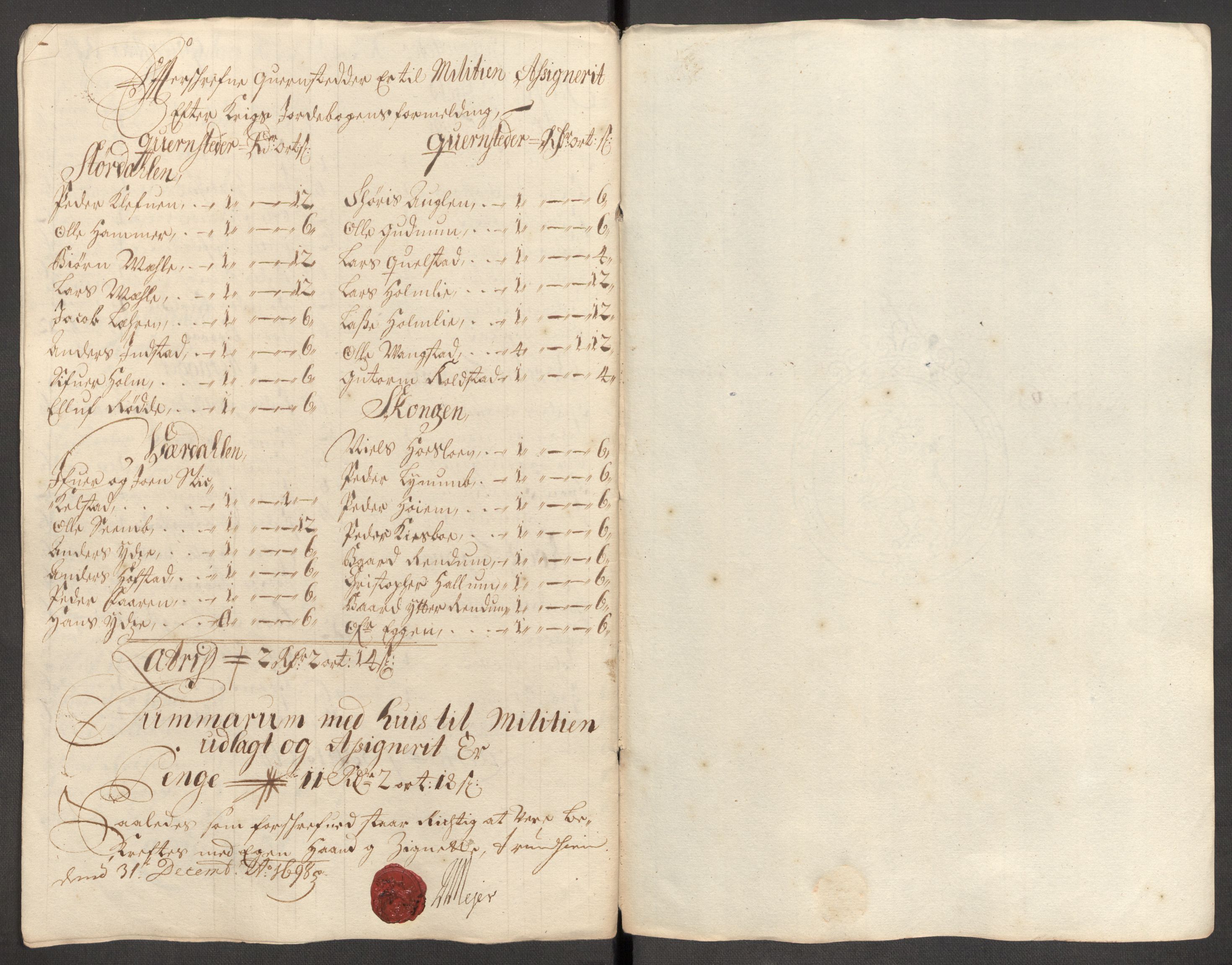 Rentekammeret inntil 1814, Reviderte regnskaper, Fogderegnskap, RA/EA-4092/R62/L4190: Fogderegnskap Stjørdal og Verdal, 1698, s. 168