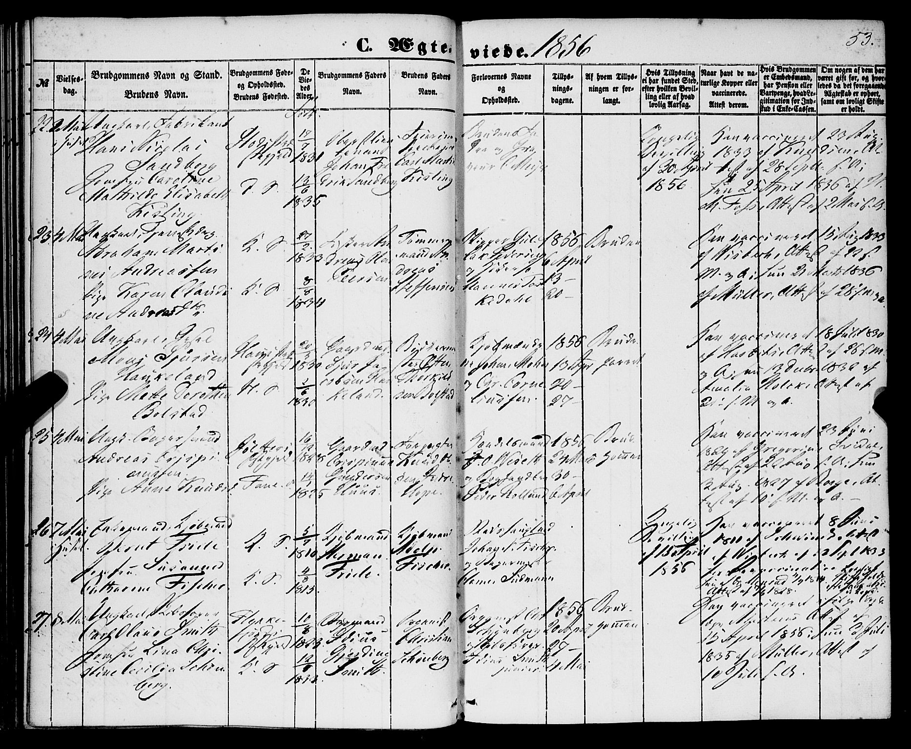 Korskirken sokneprestembete, AV/SAB-A-76101/H/Haa/L0035: Ministerialbok nr. D 2, 1852-1867, s. 53