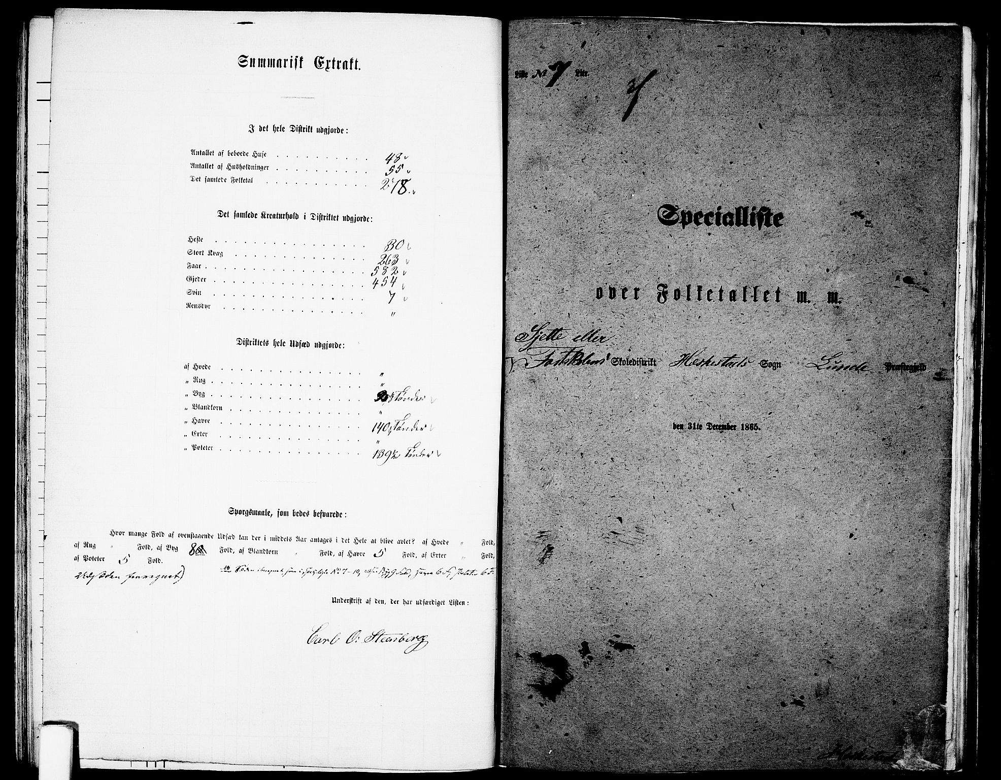 RA, Folketelling 1865 for 1112P Lund prestegjeld, 1865, s. 71