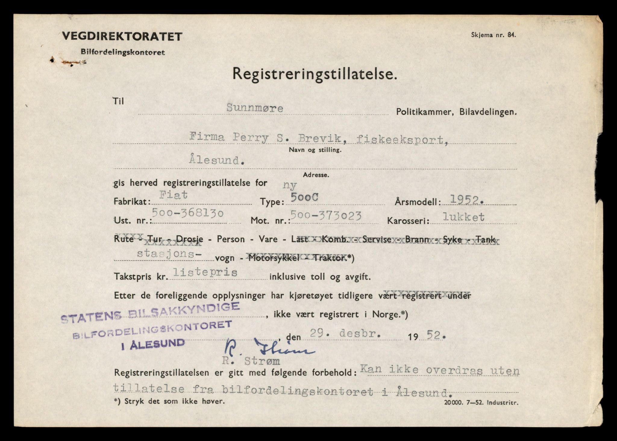 Møre og Romsdal vegkontor - Ålesund trafikkstasjon, AV/SAT-A-4099/F/Fe/L0042: Registreringskort for kjøretøy T 13906 - T 14079, 1927-1998, s. 2445