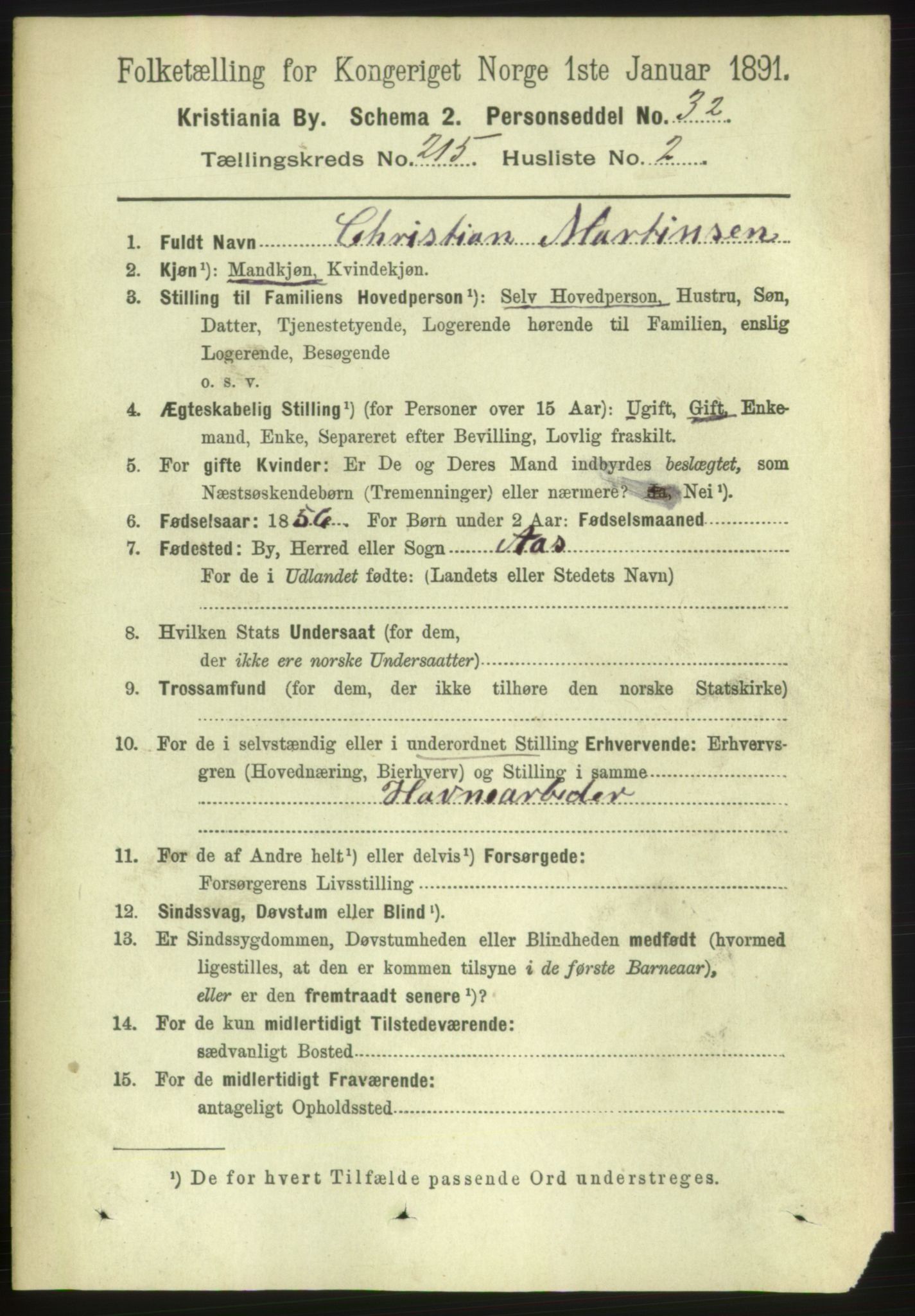 RA, Folketelling 1891 for 0301 Kristiania kjøpstad, 1891, s. 127802