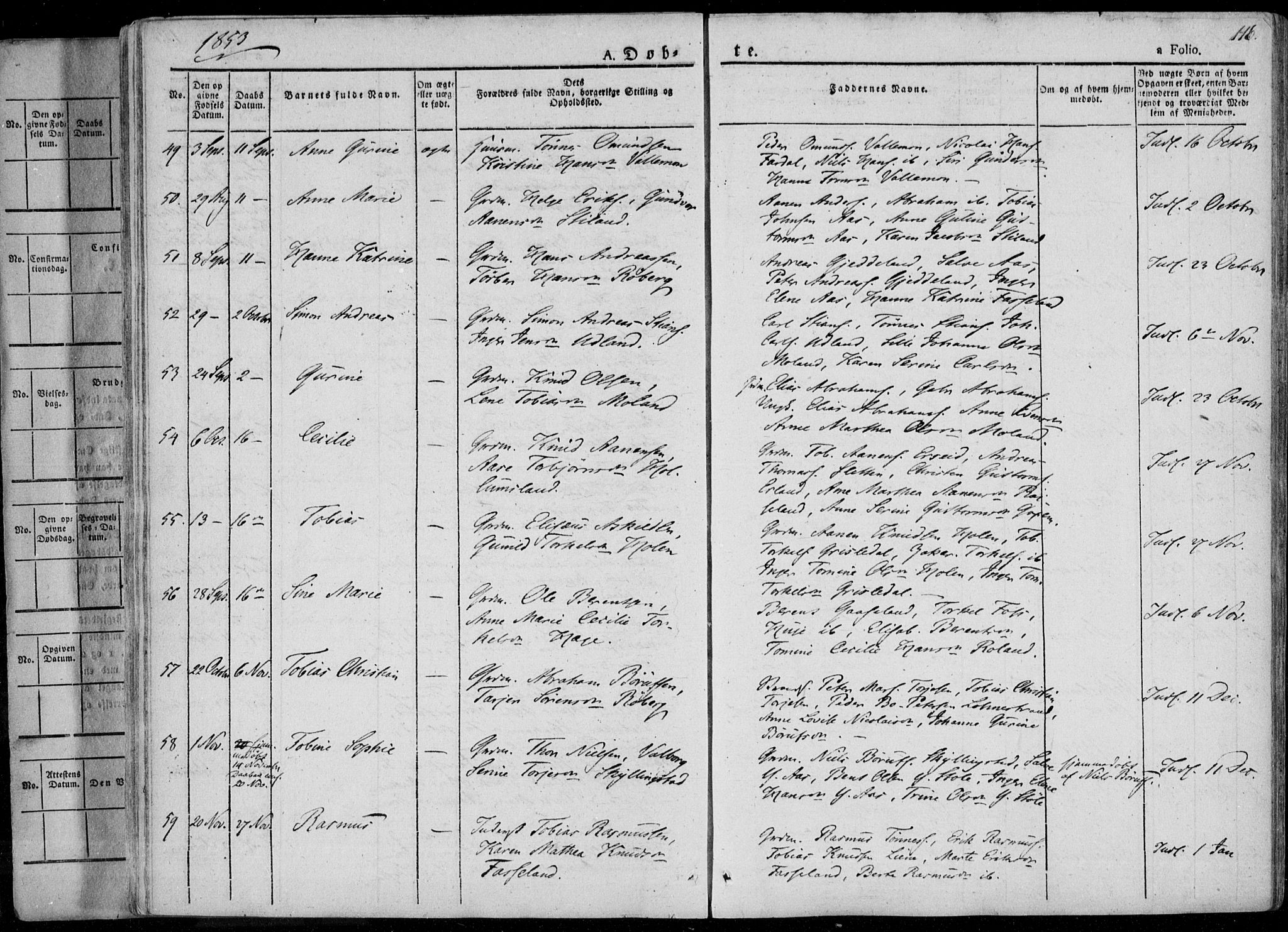 Sør-Audnedal sokneprestkontor, SAK/1111-0039/F/Fa/Fab/L0006: Ministerialbok nr. A 6, 1829-1855, s. 116