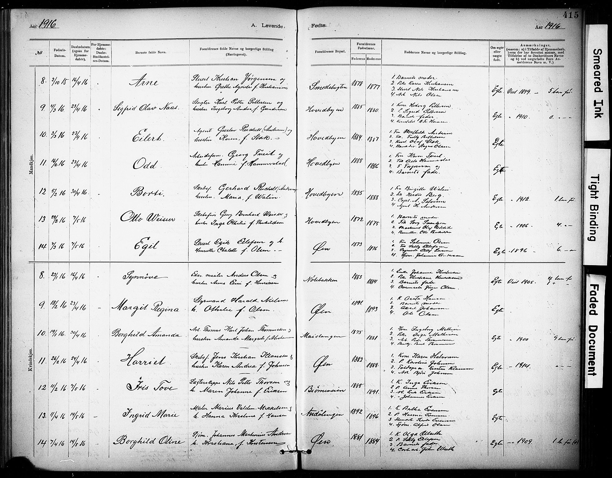 Kragerø kirkebøker, AV/SAKO-A-278/G/Ga/L0007: Klokkerbok nr. 7, 1881-1927, s. 415