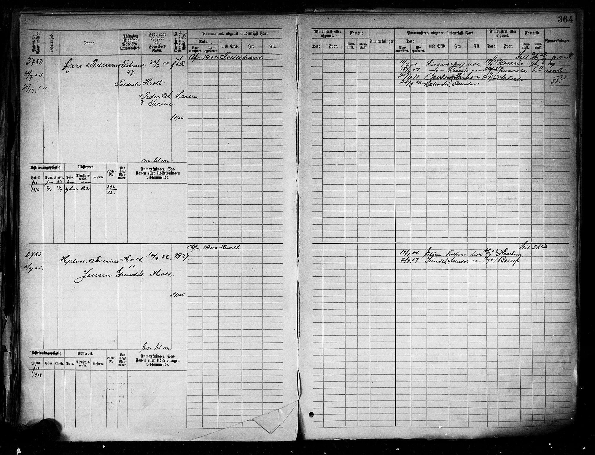 Tvedestrand mønstringskrets, AV/SAK-2031-0011/F/Fb/L0005: Hovedrulle A nr 3057-3817, R-6, 1890-1920, s. 373