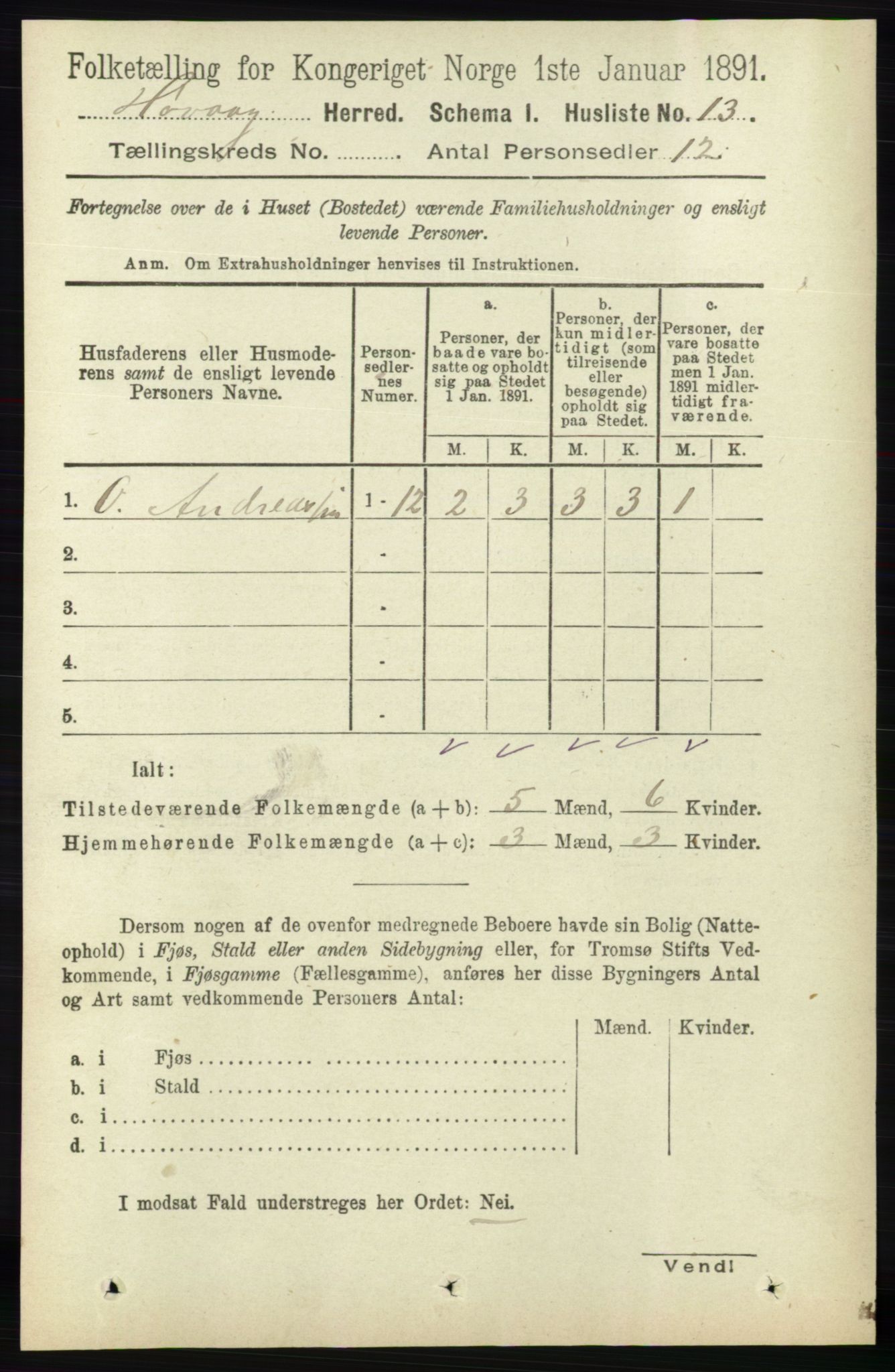 RA, Folketelling 1891 for 0927 Høvåg herred, 1891, s. 931