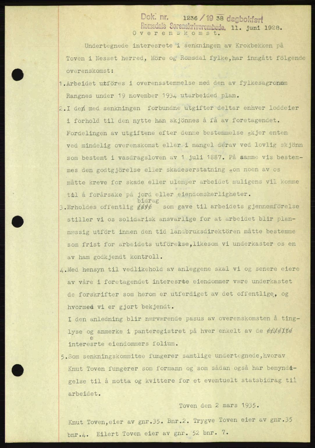 Romsdal sorenskriveri, SAT/A-4149/1/2/2C: Pantebok nr. A5, 1938-1938, Dagboknr: 1236/1938
