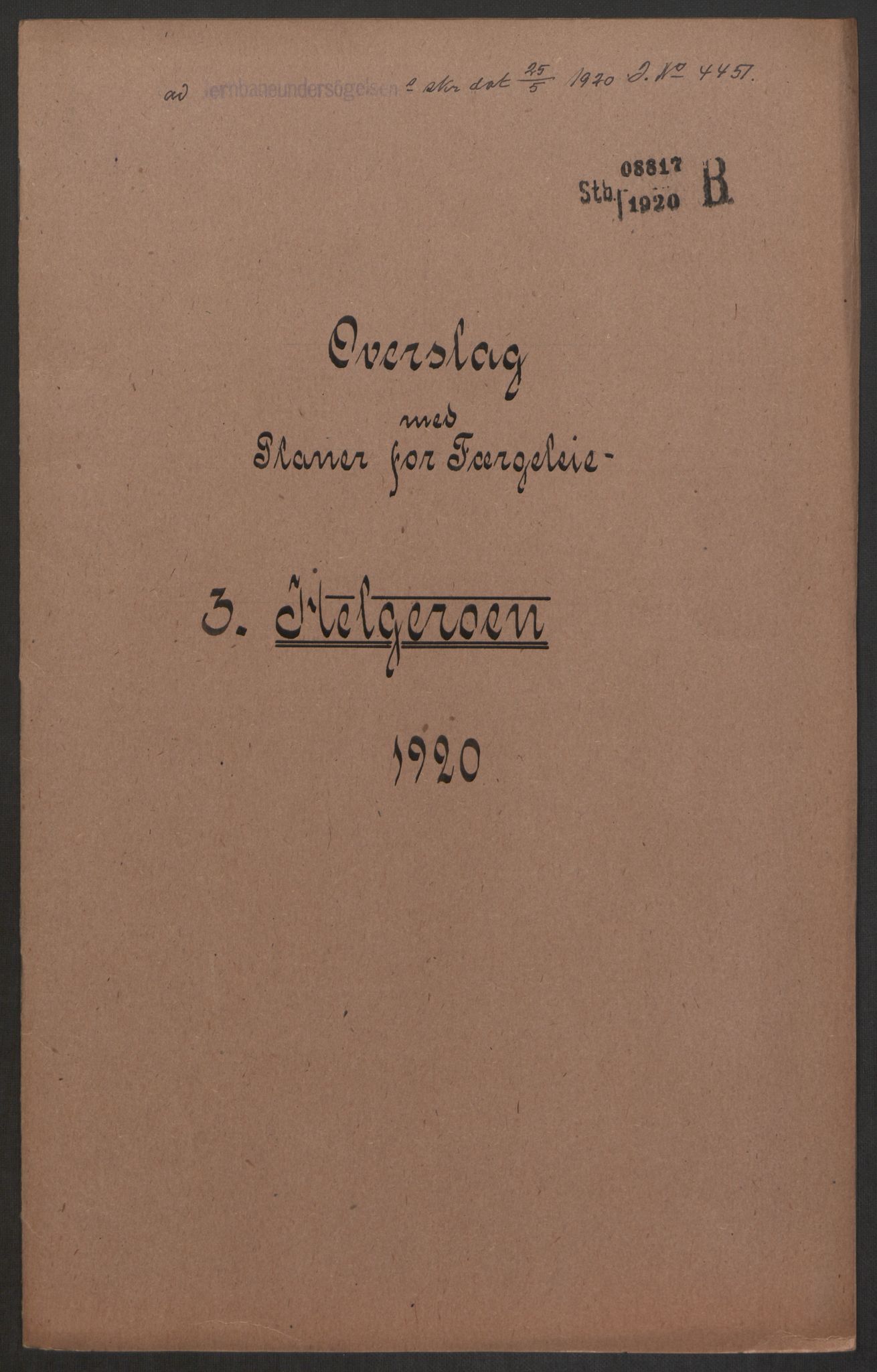 Norges Statsbaner, Baneavdelingen B, AV/RA-S-1619/1/F/Fa/L0042: NORGE-JYLLAND, 1920, s. 31