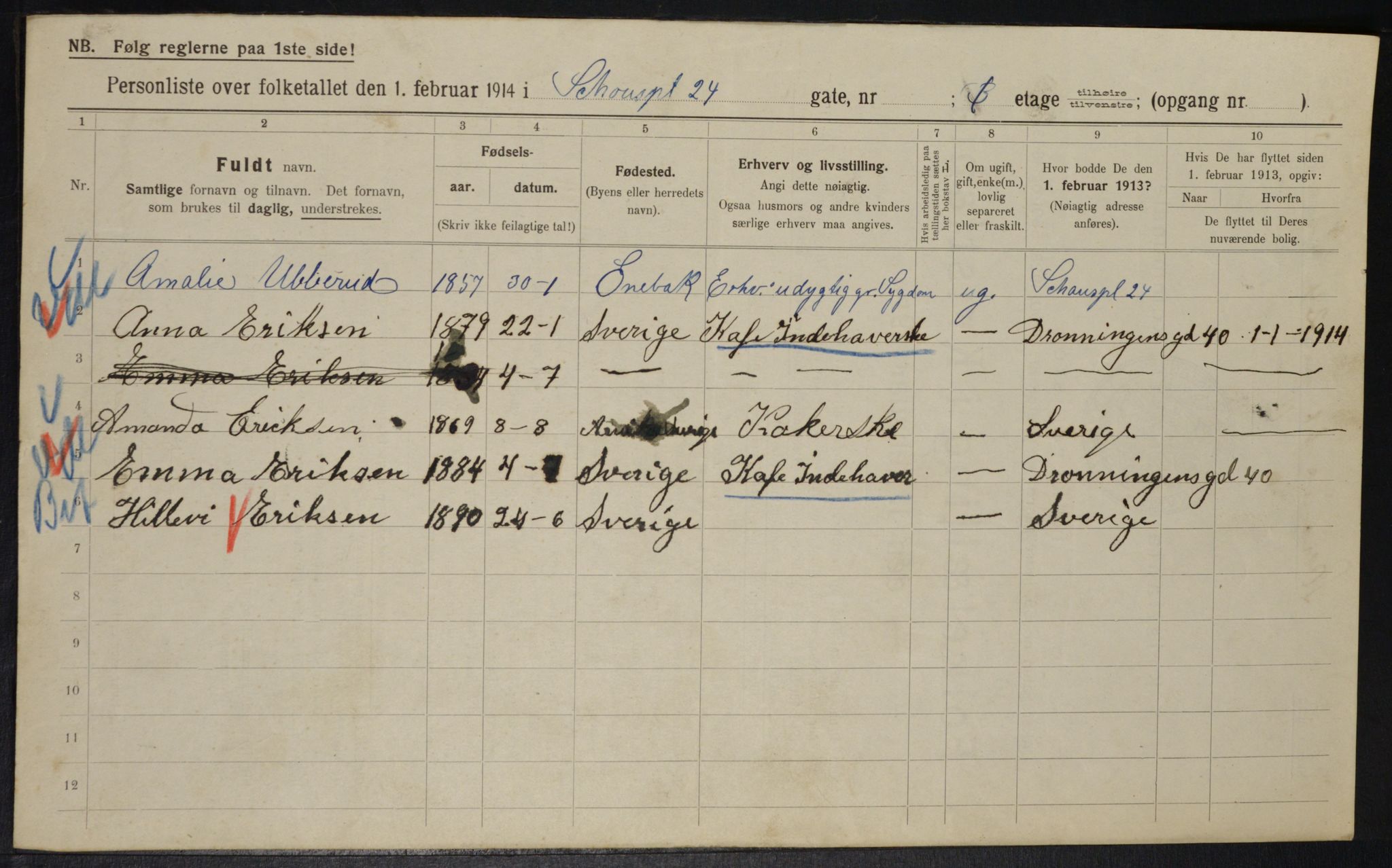 OBA, Kommunal folketelling 1.2.1914 for Kristiania, 1914, s. 90306