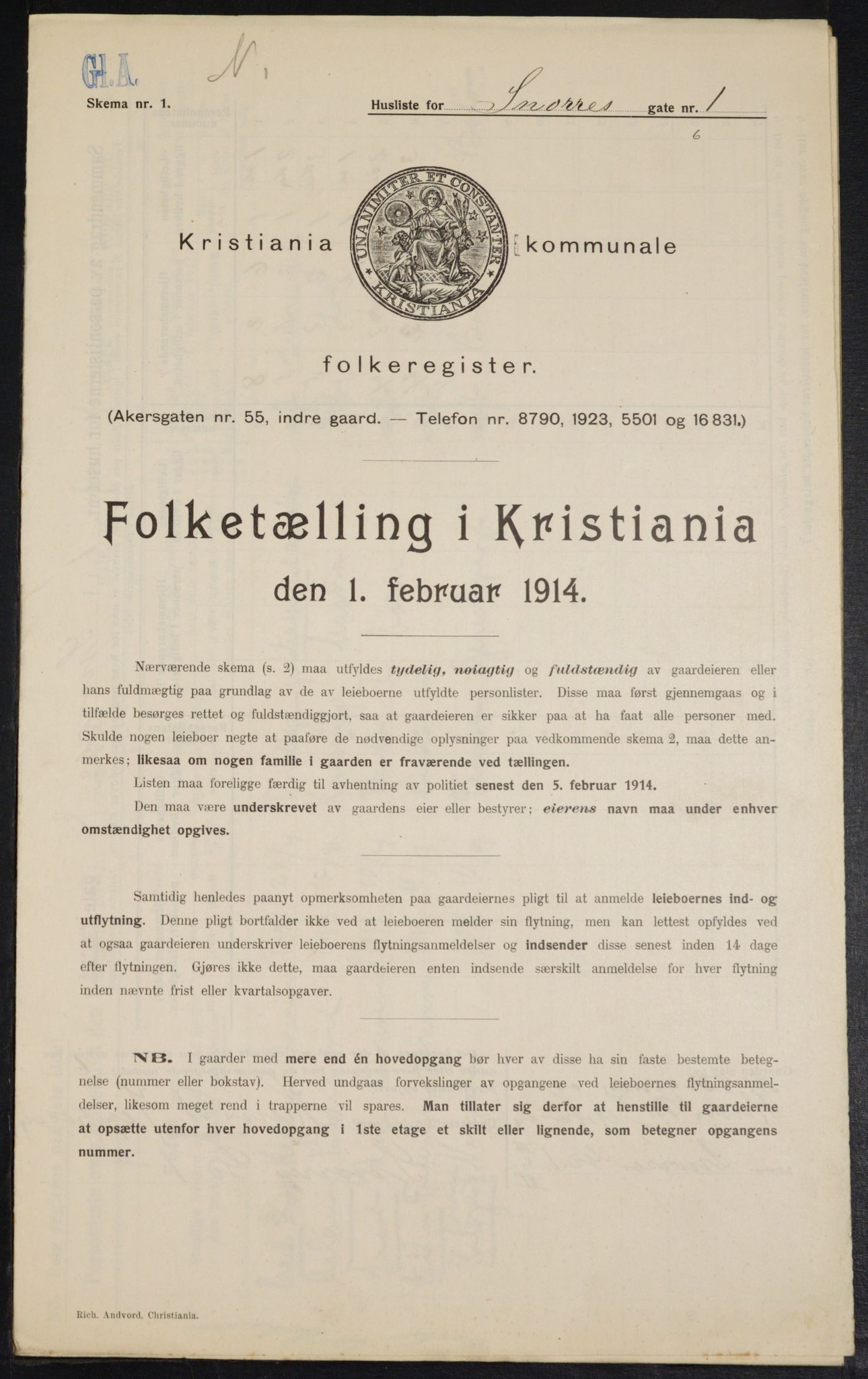 OBA, Kommunal folketelling 1.2.1914 for Kristiania, 1914, s. 97975
