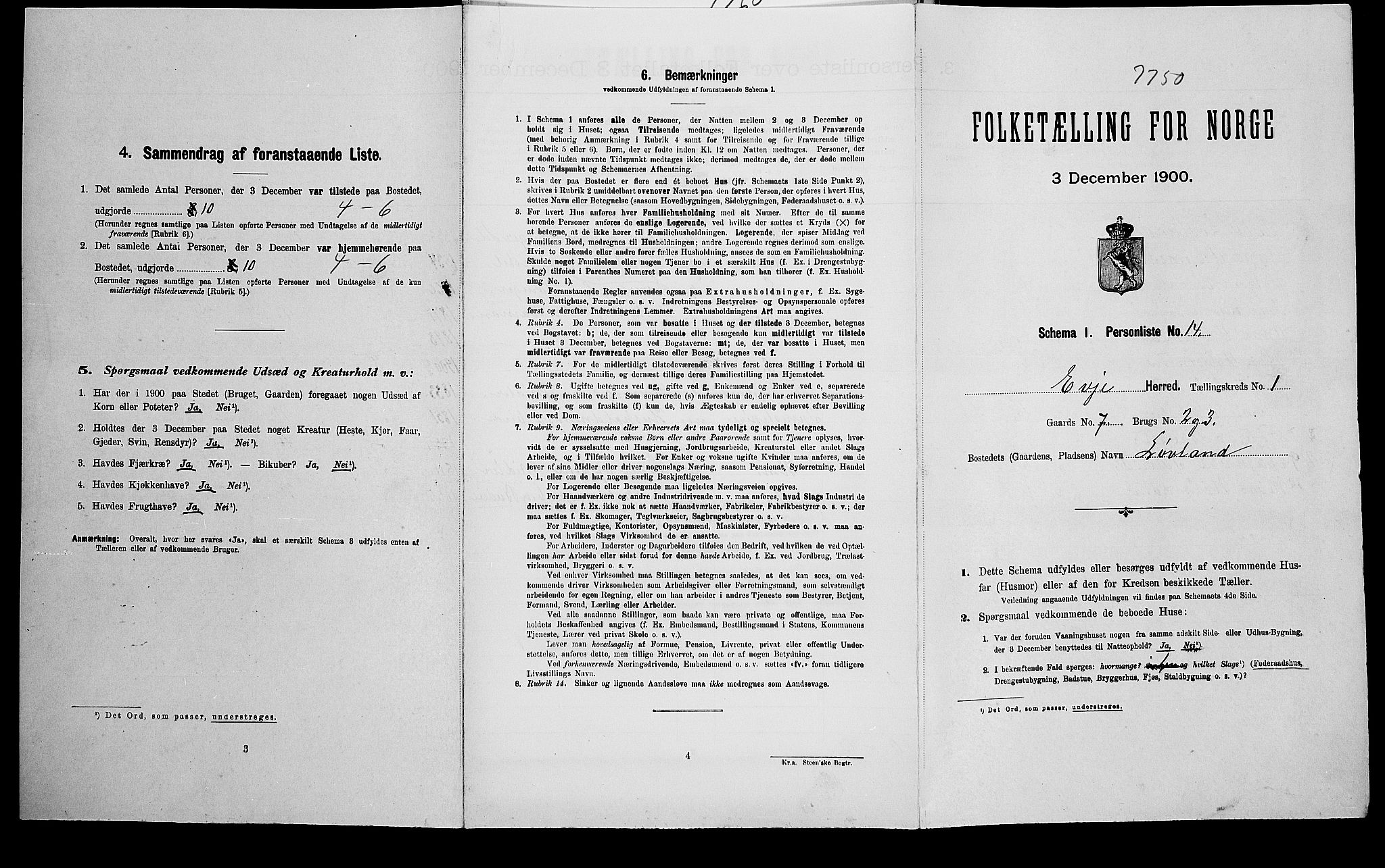 SAK, Folketelling 1900 for 0937 Evje herred, 1900, s. 71
