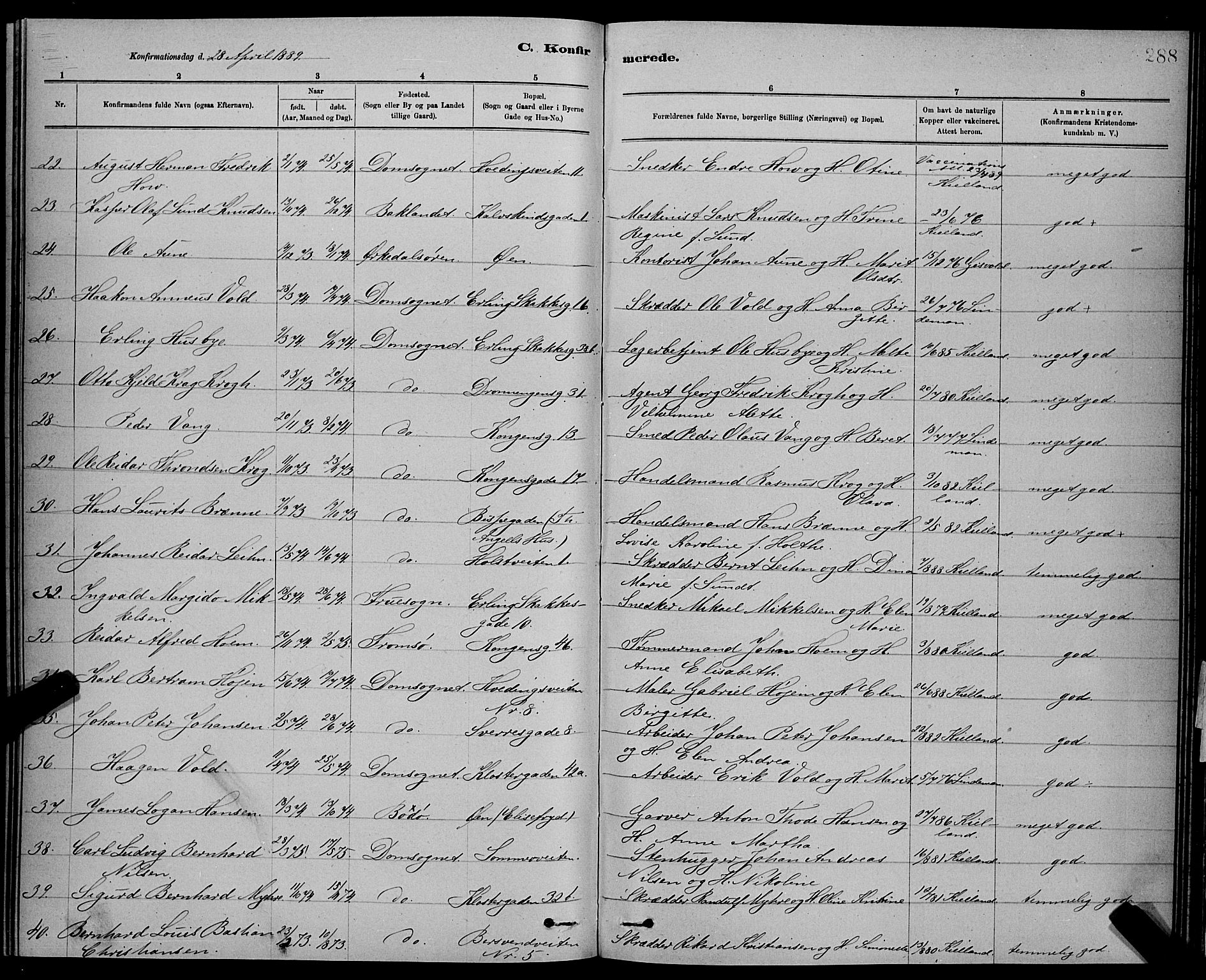 Ministerialprotokoller, klokkerbøker og fødselsregistre - Sør-Trøndelag, SAT/A-1456/601/L0092: Klokkerbok nr. 601C10, 1884-1897, s. 288