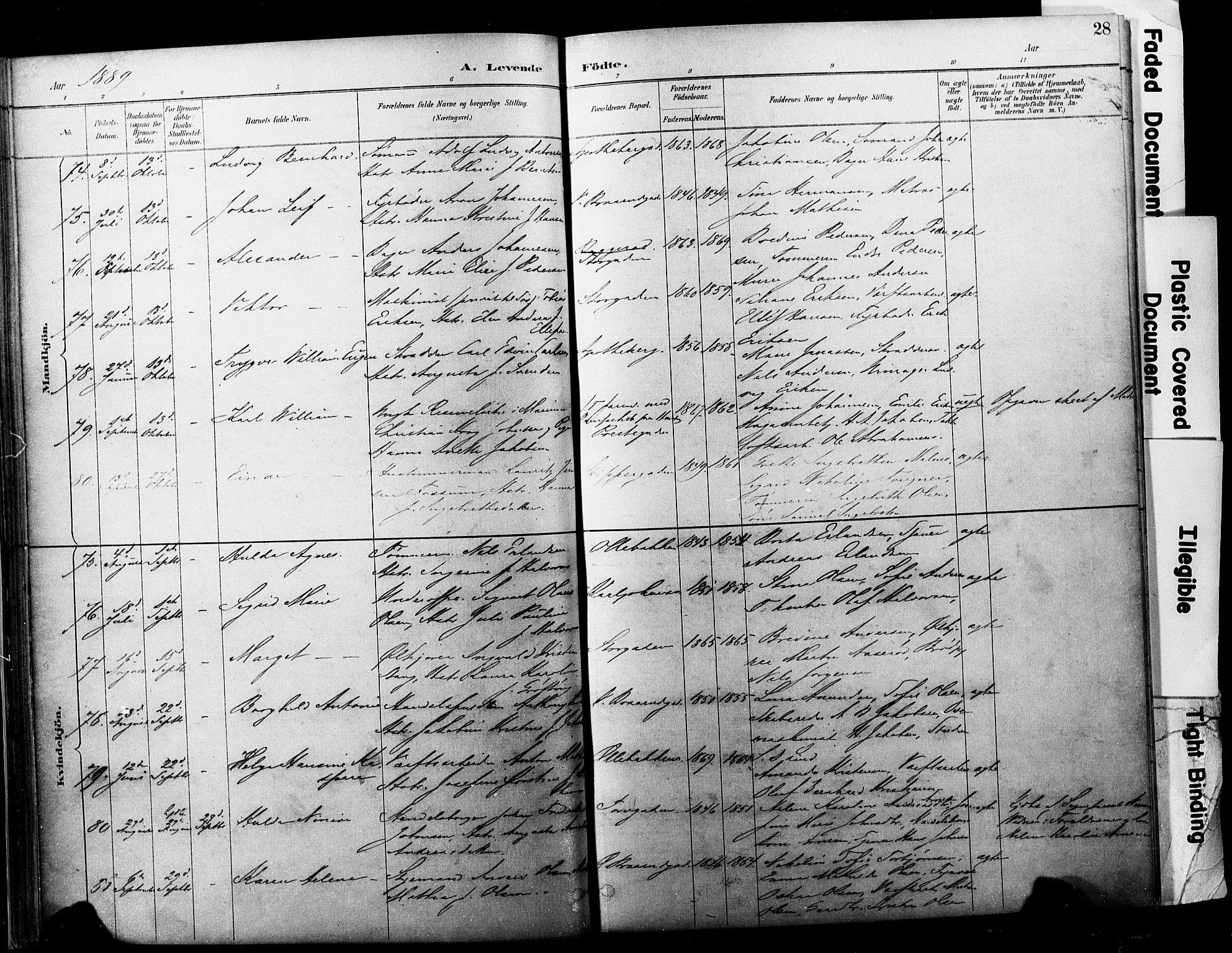 Horten kirkebøker, AV/SAKO-A-348/F/Fa/L0004: Ministerialbok nr. 4, 1888-1895, s. 28
