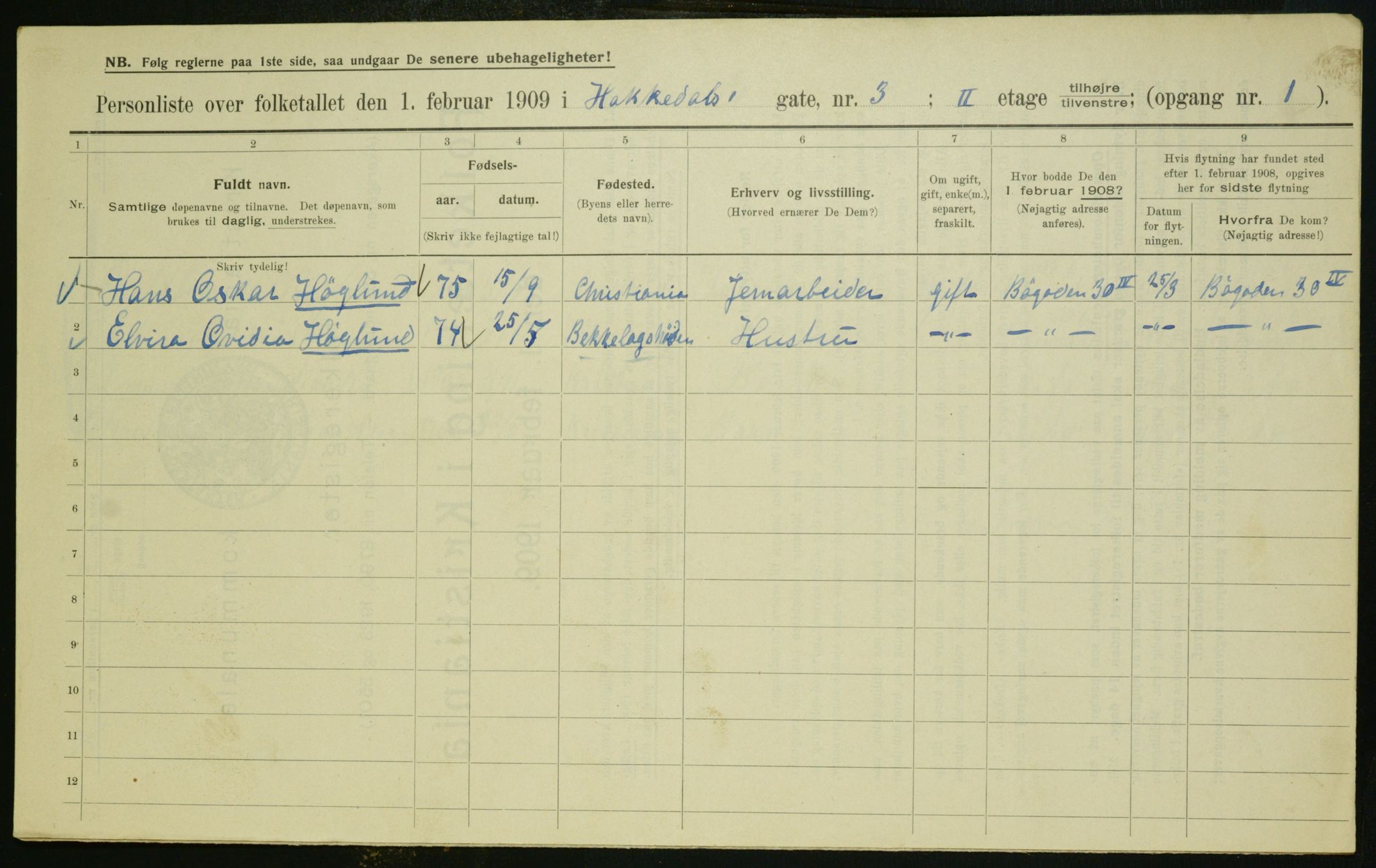 OBA, Kommunal folketelling 1.2.1909 for Kristiania kjøpstad, 1909, s. 21871