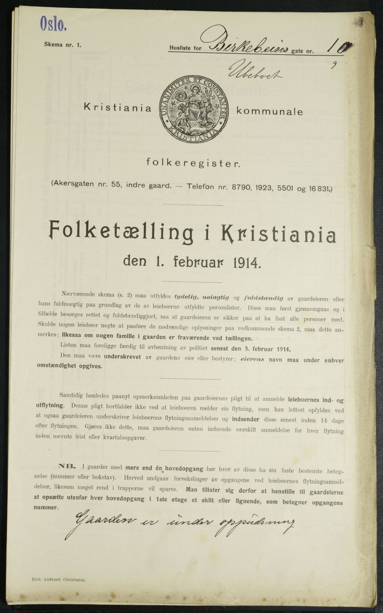 OBA, Kommunal folketelling 1.2.1914 for Kristiania, 1914, s. 4964