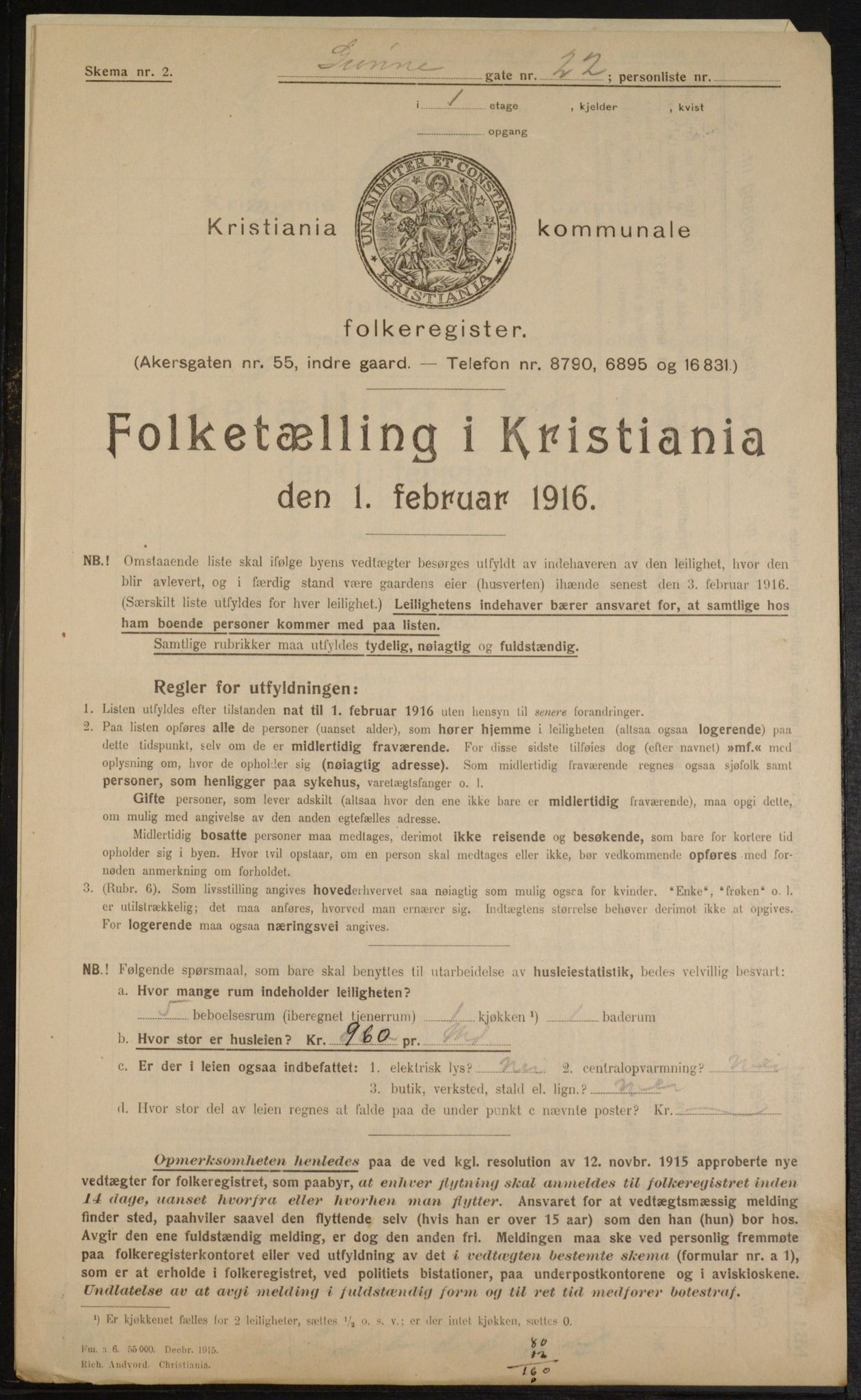 OBA, Kommunal folketelling 1.2.1916 for Kristiania, 1916, s. 32967