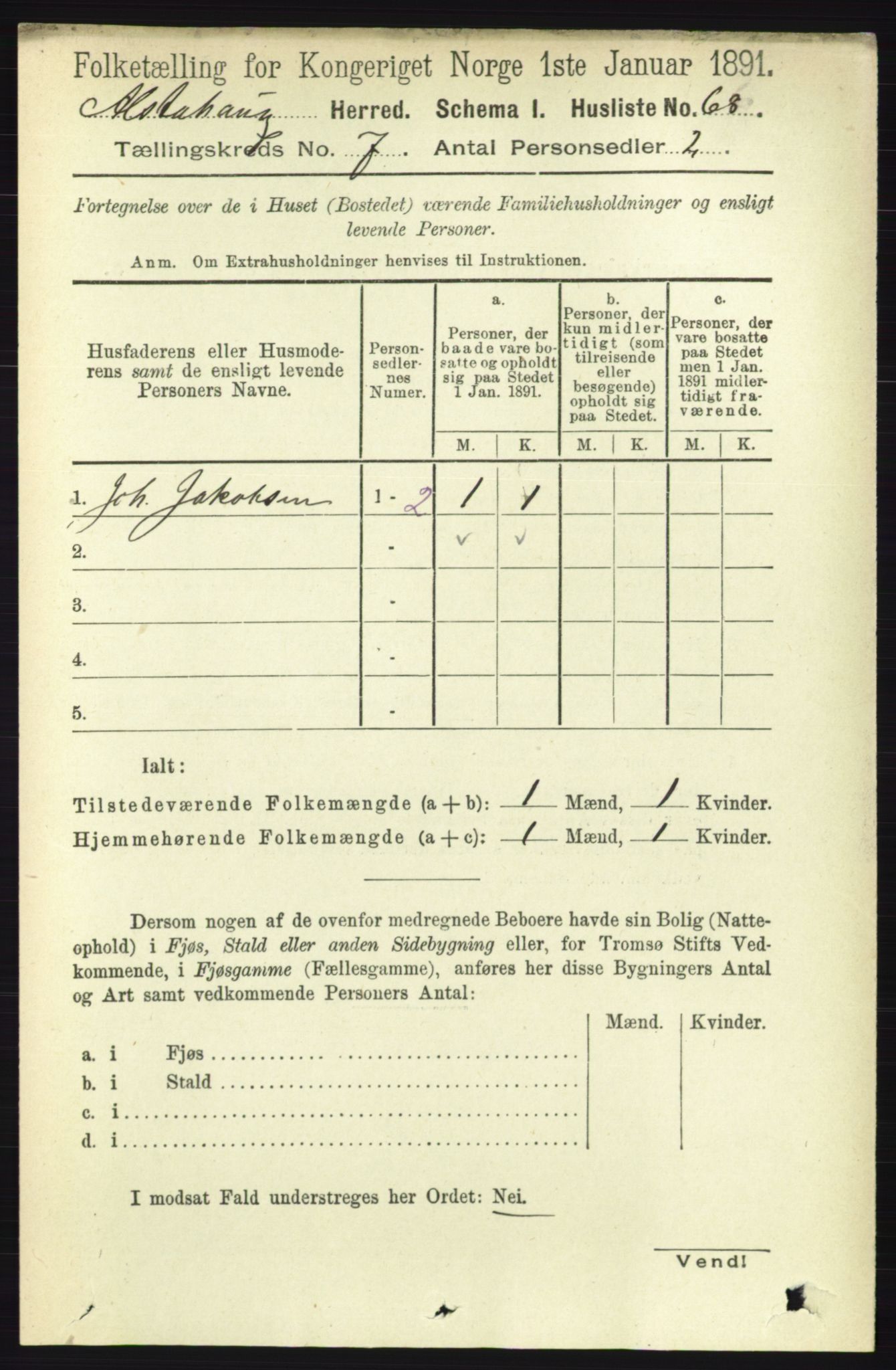 RA, Folketelling 1891 for 1820 Alstahaug herred, 1891, s. 2473