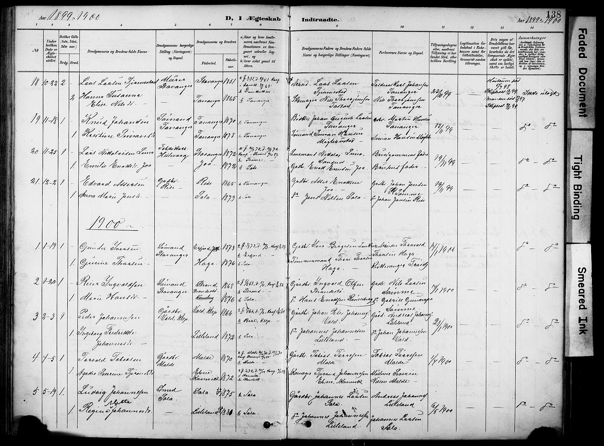 Håland sokneprestkontor, AV/SAST-A-101802/001/30BA/L0012: Ministerialbok nr. A 11, 1889-1900, s. 138