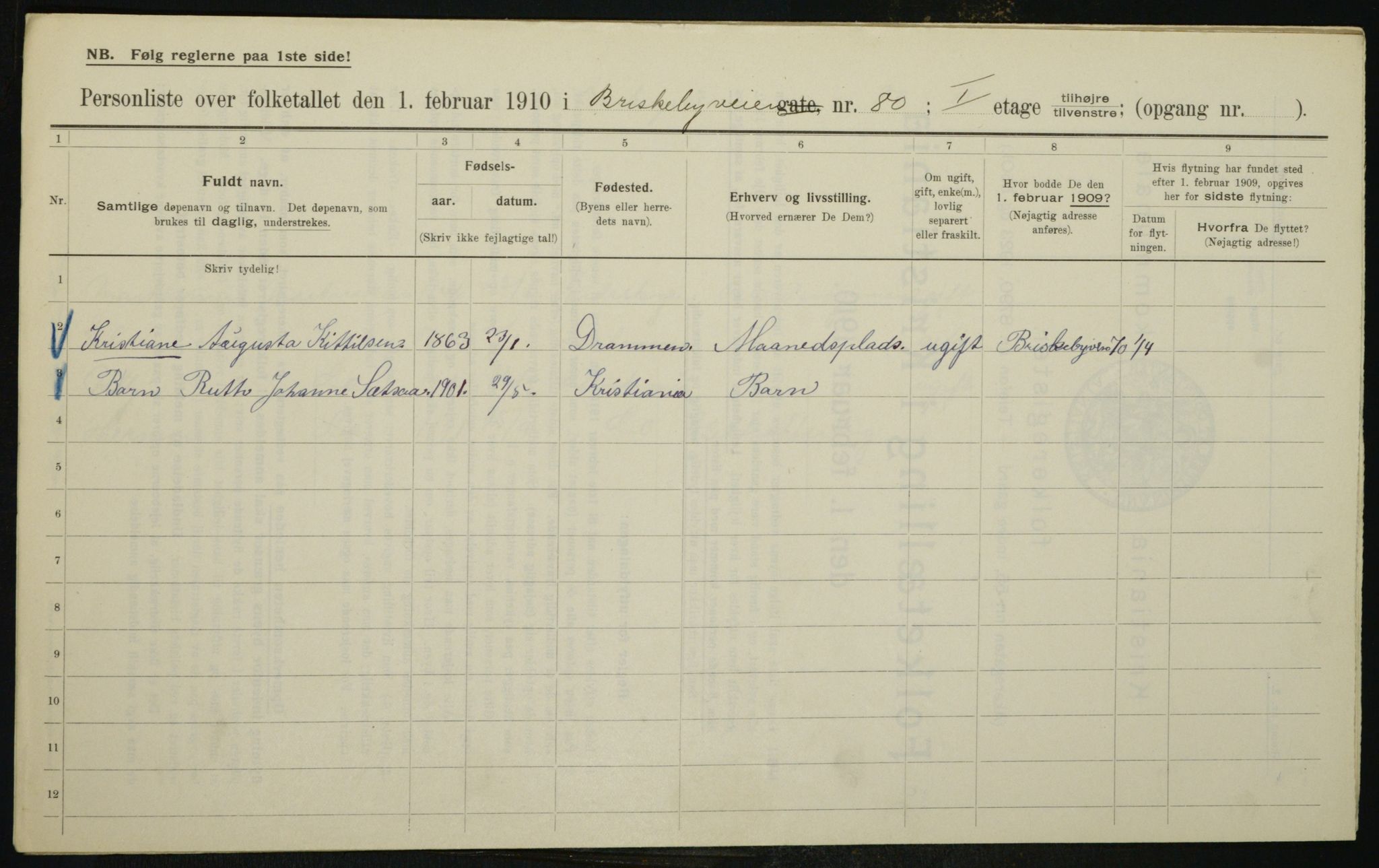 OBA, Kommunal folketelling 1.2.1910 for Kristiania, 1910, s. 9234