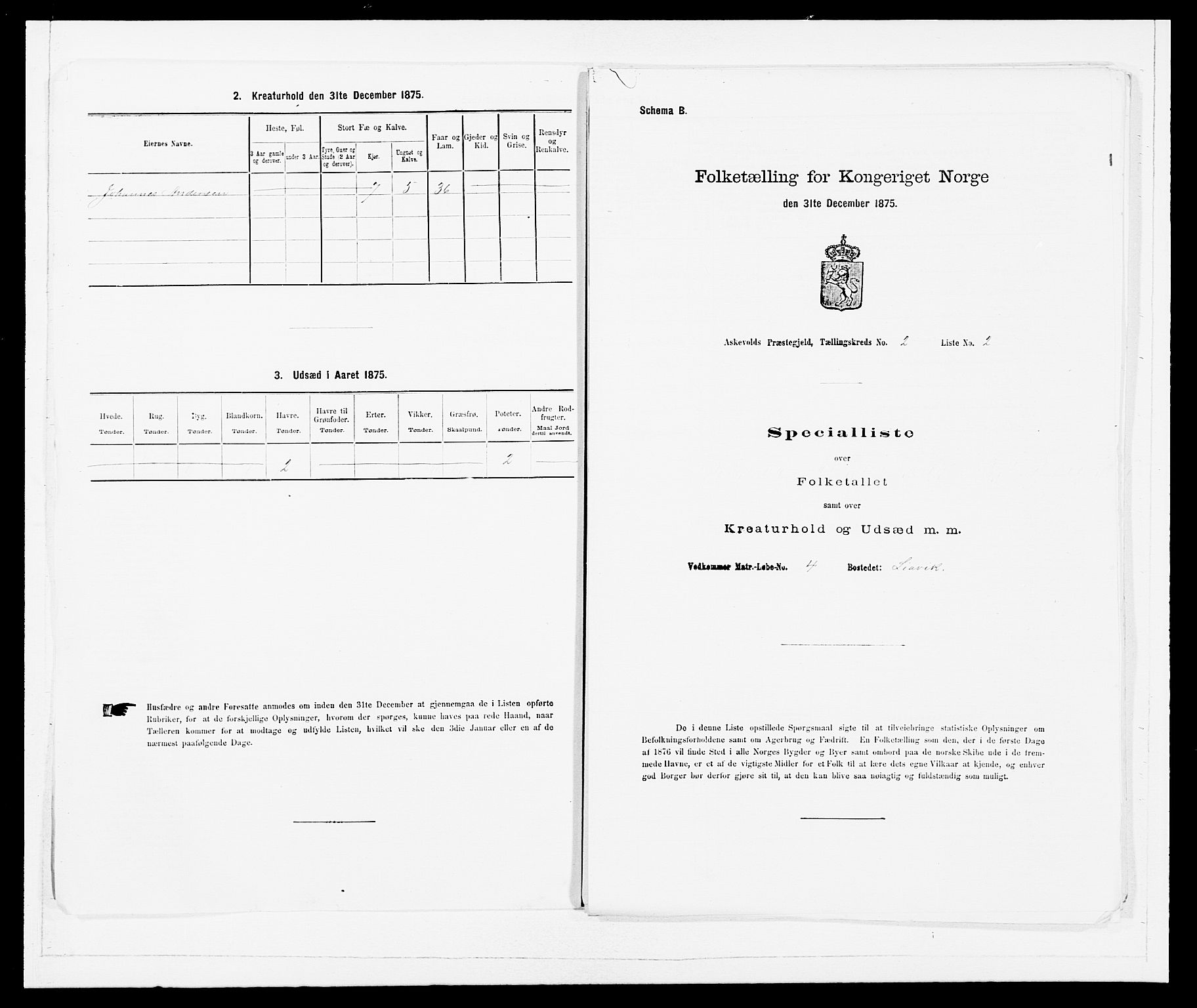 SAB, Folketelling 1875 for 1428P Askvoll prestegjeld, 1875, s. 69