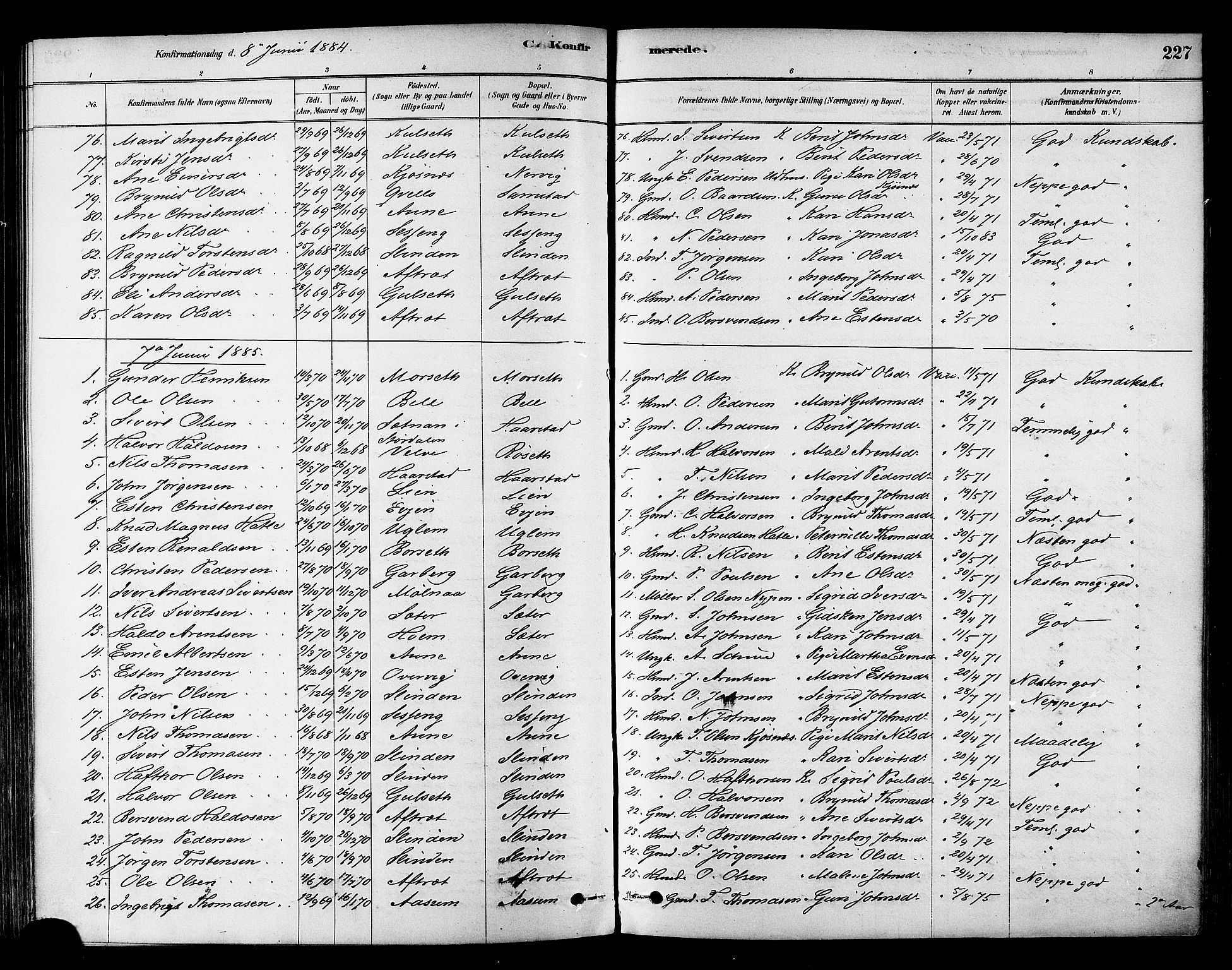 Ministerialprotokoller, klokkerbøker og fødselsregistre - Sør-Trøndelag, SAT/A-1456/695/L1148: Ministerialbok nr. 695A08, 1878-1891, s. 227