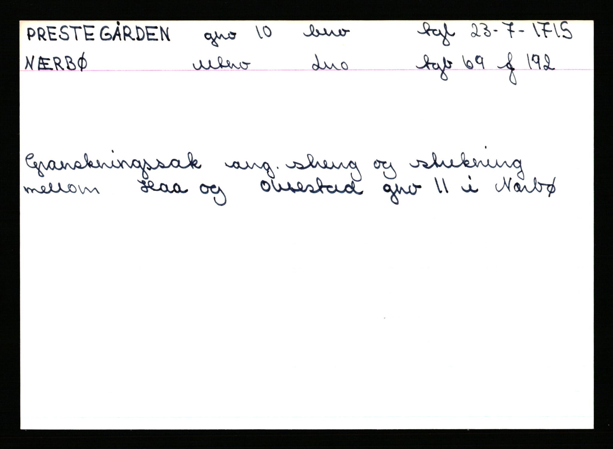 Statsarkivet i Stavanger, AV/SAST-A-101971/03/Y/Ym/L0045: Åstedskort sortert etter gårdsnavn: Prestegården - Rapstad, 1600-1950, s. 41