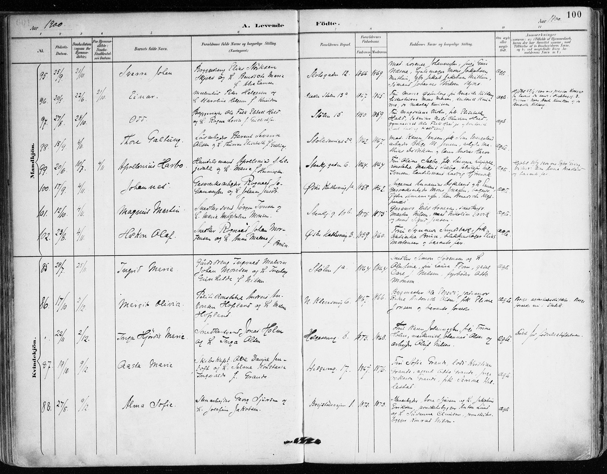 Mariakirken Sokneprestembete, AV/SAB-A-76901/H/Haa/L0008: Ministerialbok nr. A 8, 1893-1942, s. 100