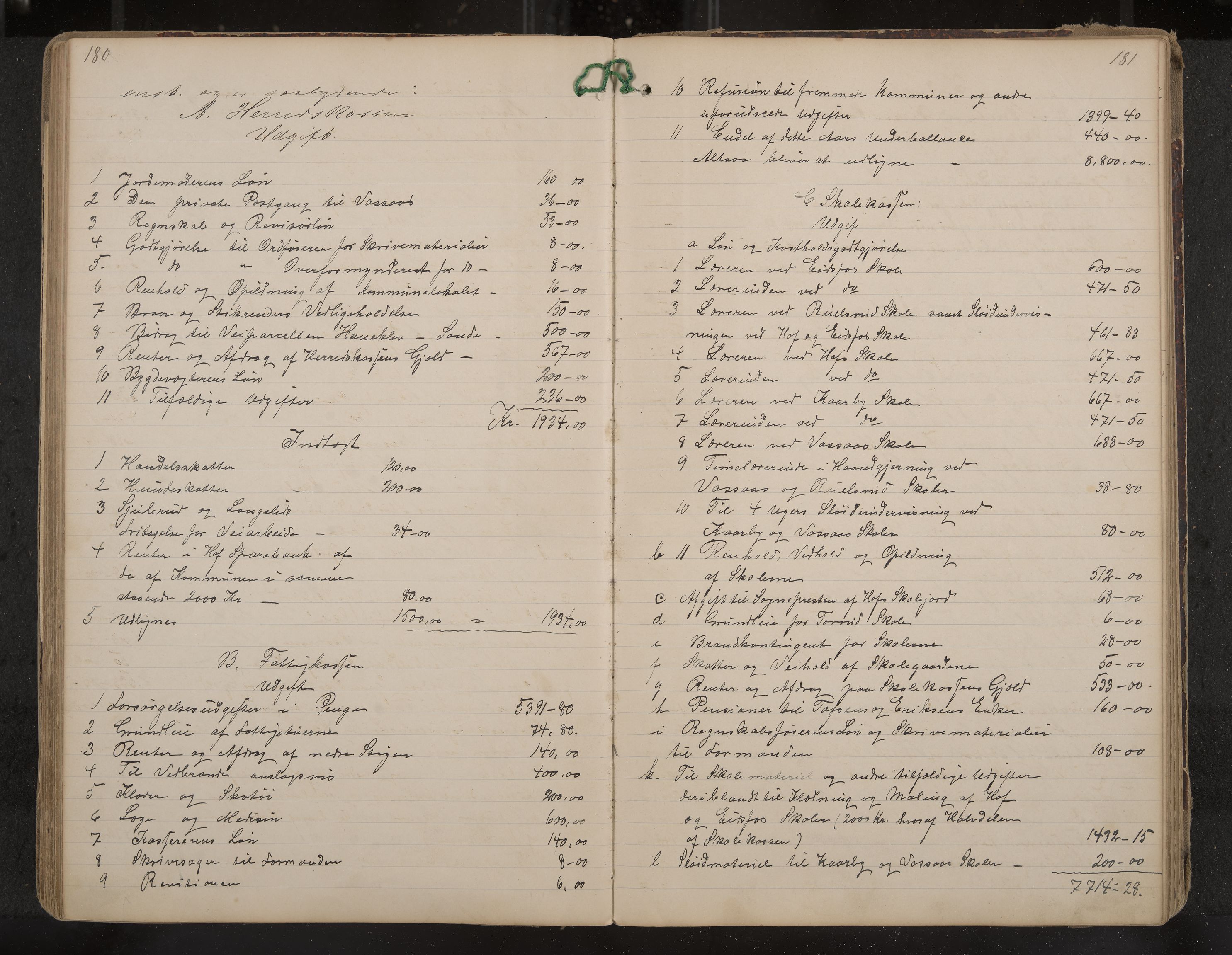 Hof formannskap og sentraladministrasjon, IKAK/0714021-1/A/Aa/L0004: Møtebok med register, 1888-1900, s. 180-181