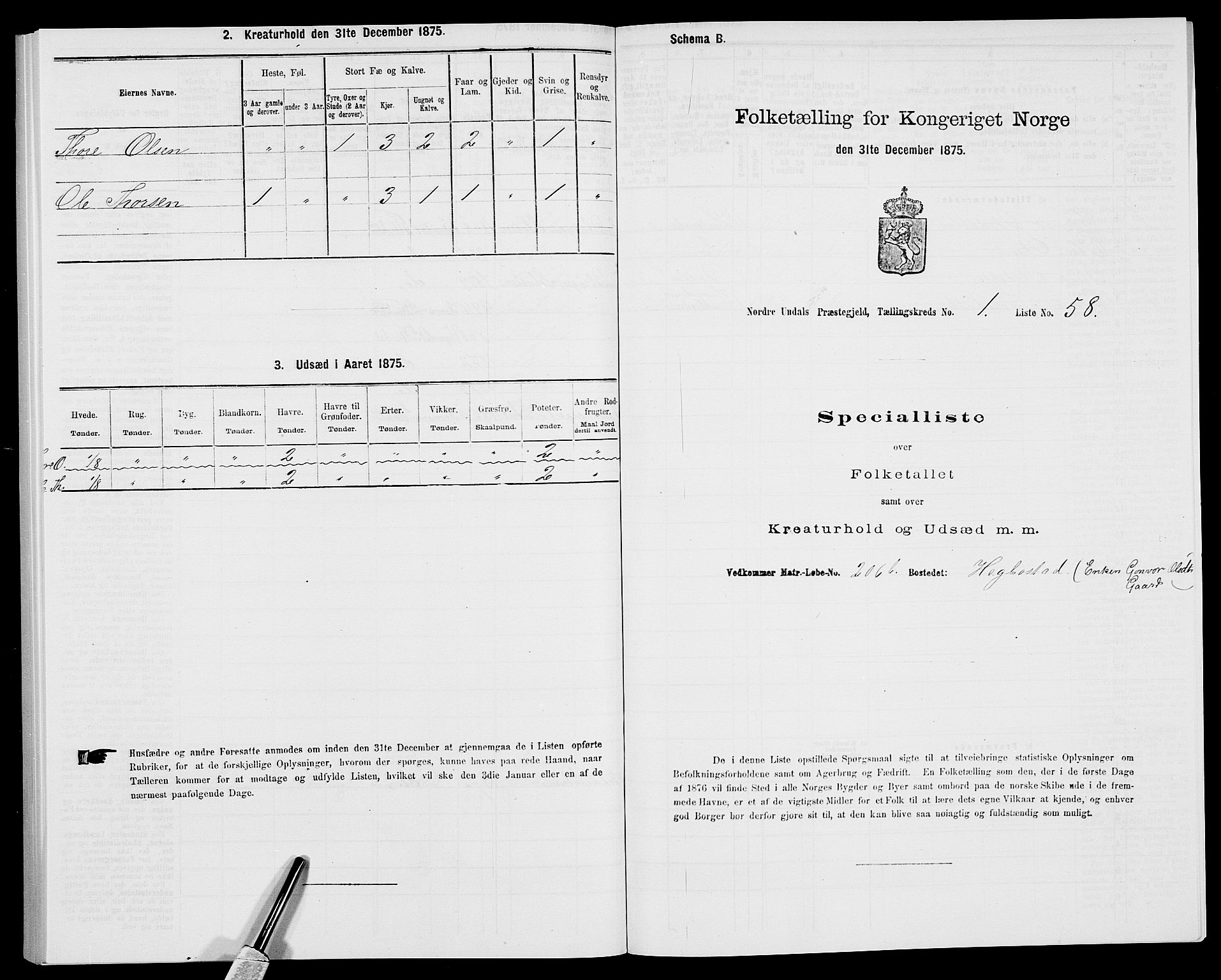 SAK, Folketelling 1875 for 1028P Nord-Audnedal prestegjeld, 1875, s. 160