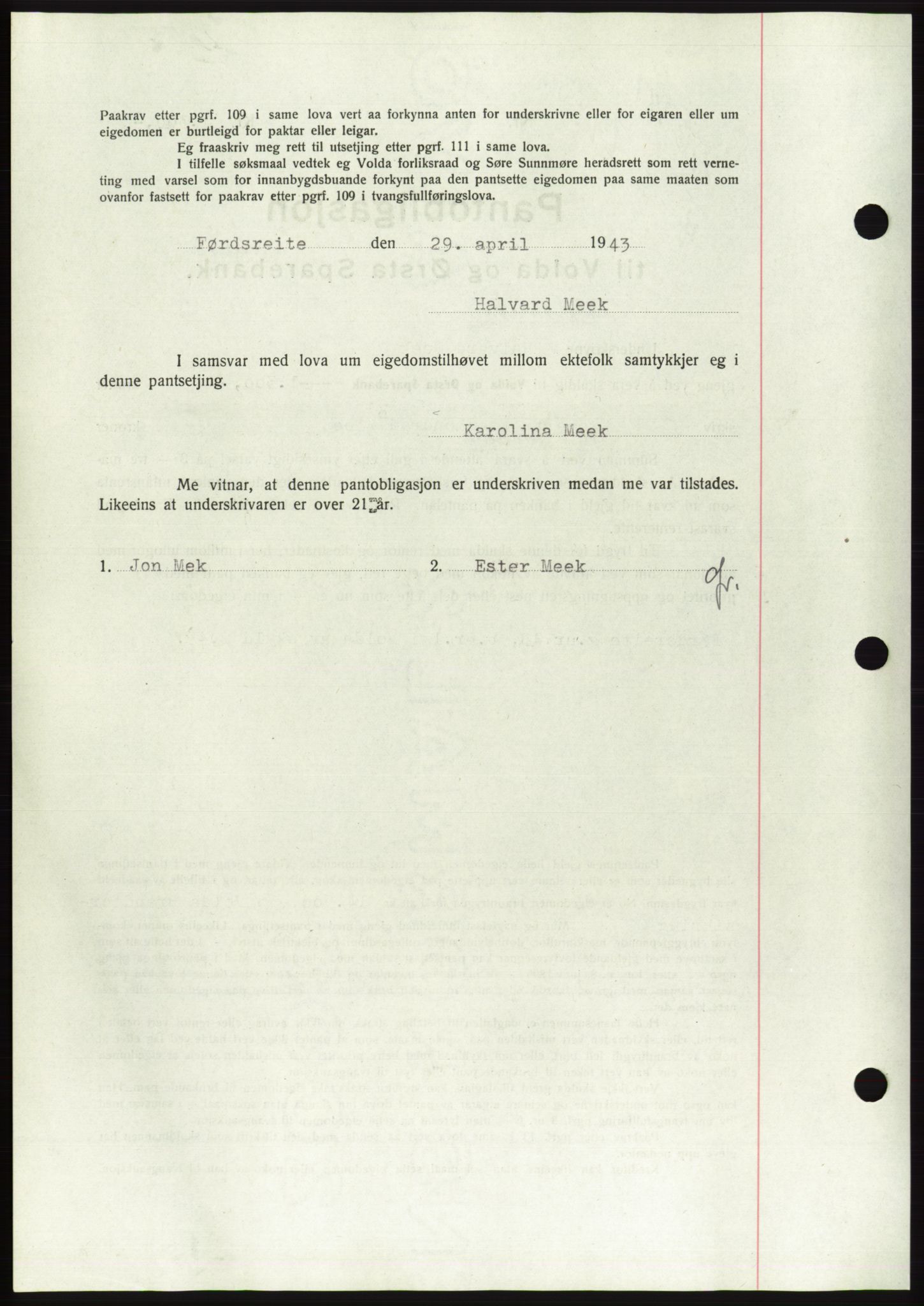 Søre Sunnmøre sorenskriveri, AV/SAT-A-4122/1/2/2C/L0114: Pantebok nr. 1-2B, 1943-1947, Dagboknr: 381/1943