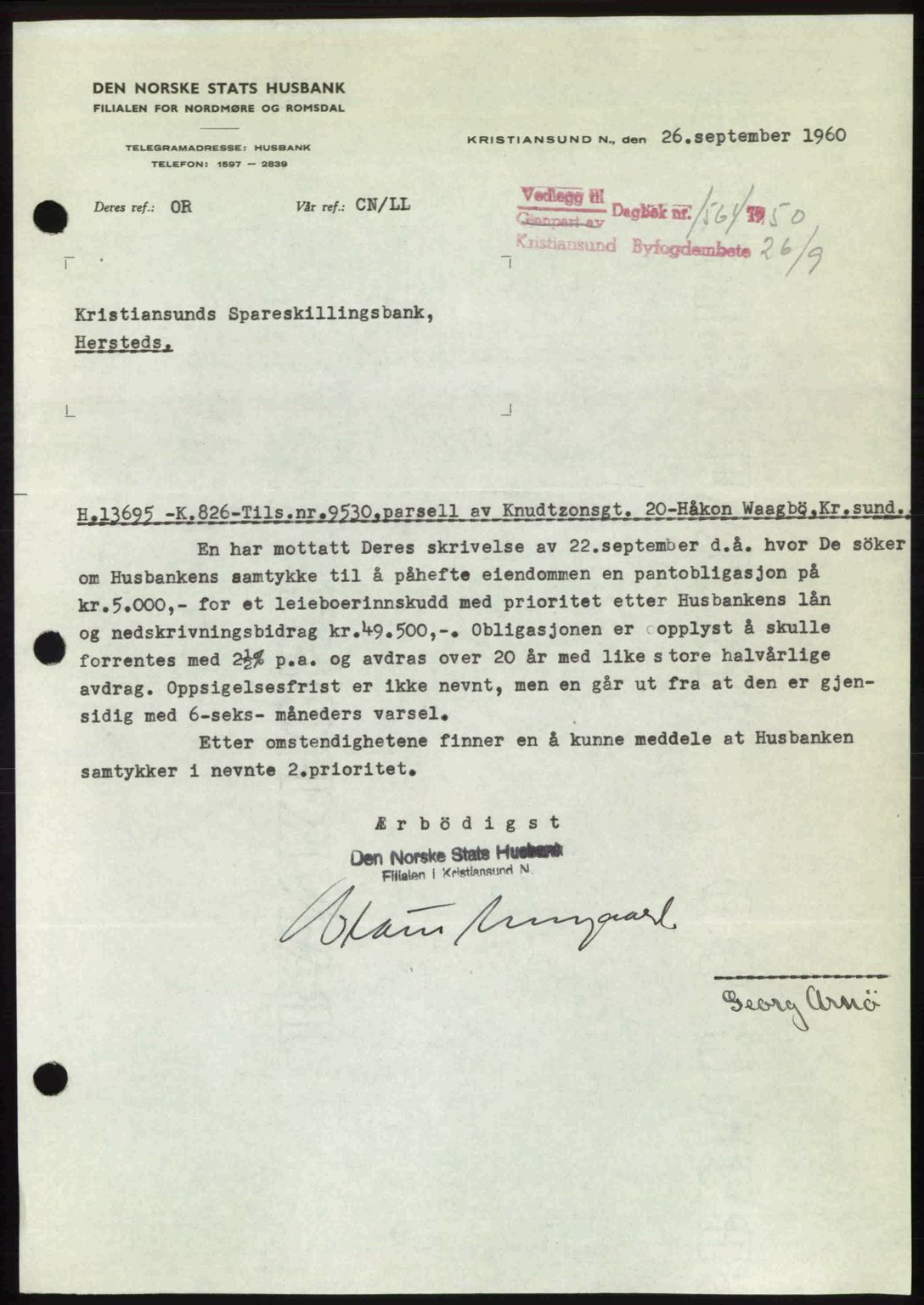 Kristiansund byfogd, AV/SAT-A-4587/A/27: Pantebok nr. 50, 1950-1950, Dagboknr: 1564/1950