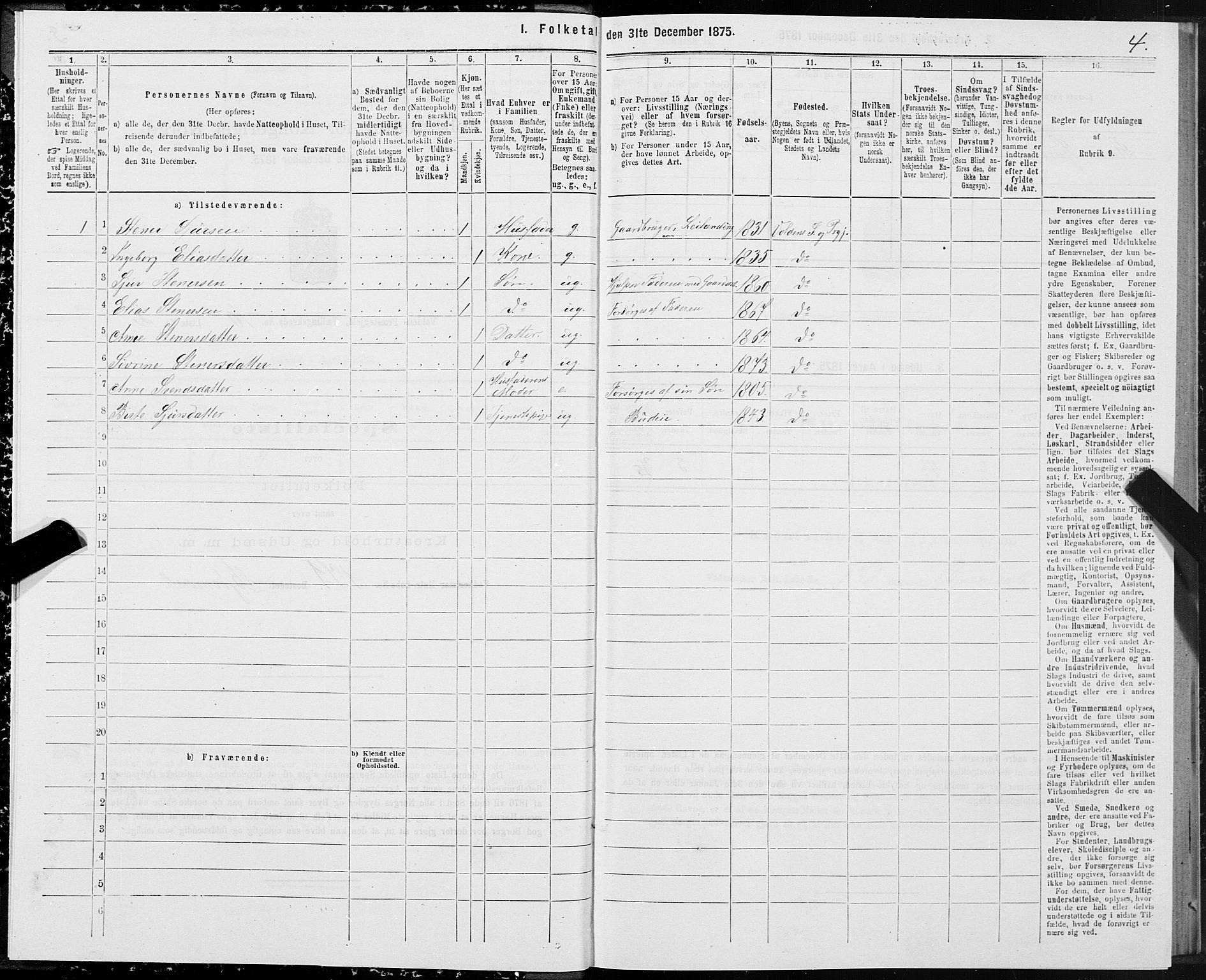 SAT, Folketelling 1875 for 1519P Volda prestegjeld, 1875, s. 6004