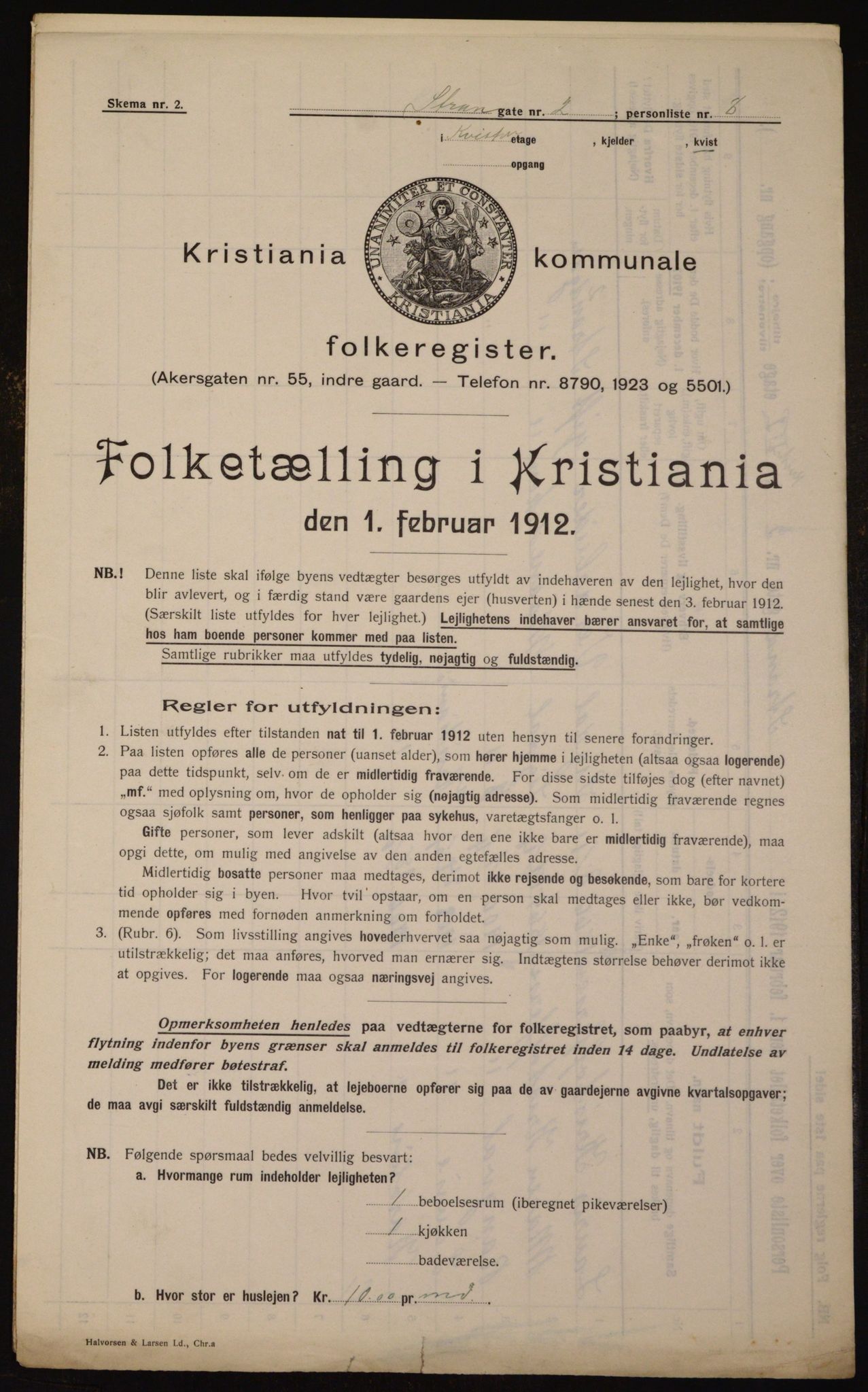 OBA, Kommunal folketelling 1.2.1912 for Kristiania, 1912, s. 103691