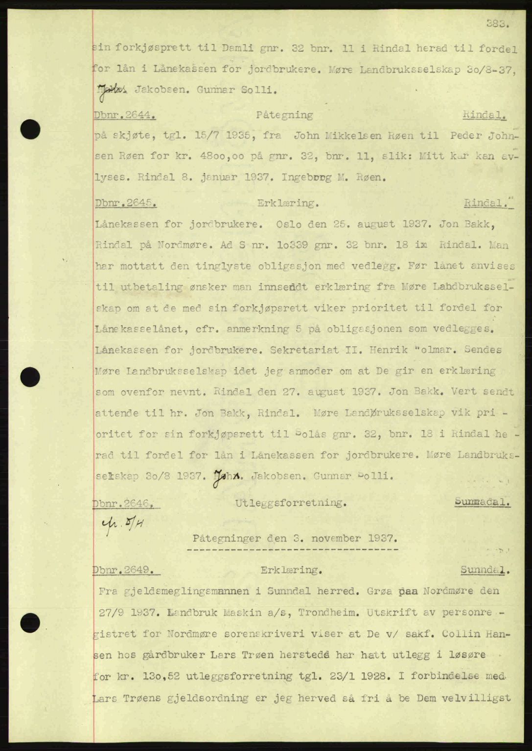 Nordmøre sorenskriveri, SAT/A-4132/1/2/2Ca: Pantebok nr. C80, 1936-1939, Dagboknr: 2644/1937
