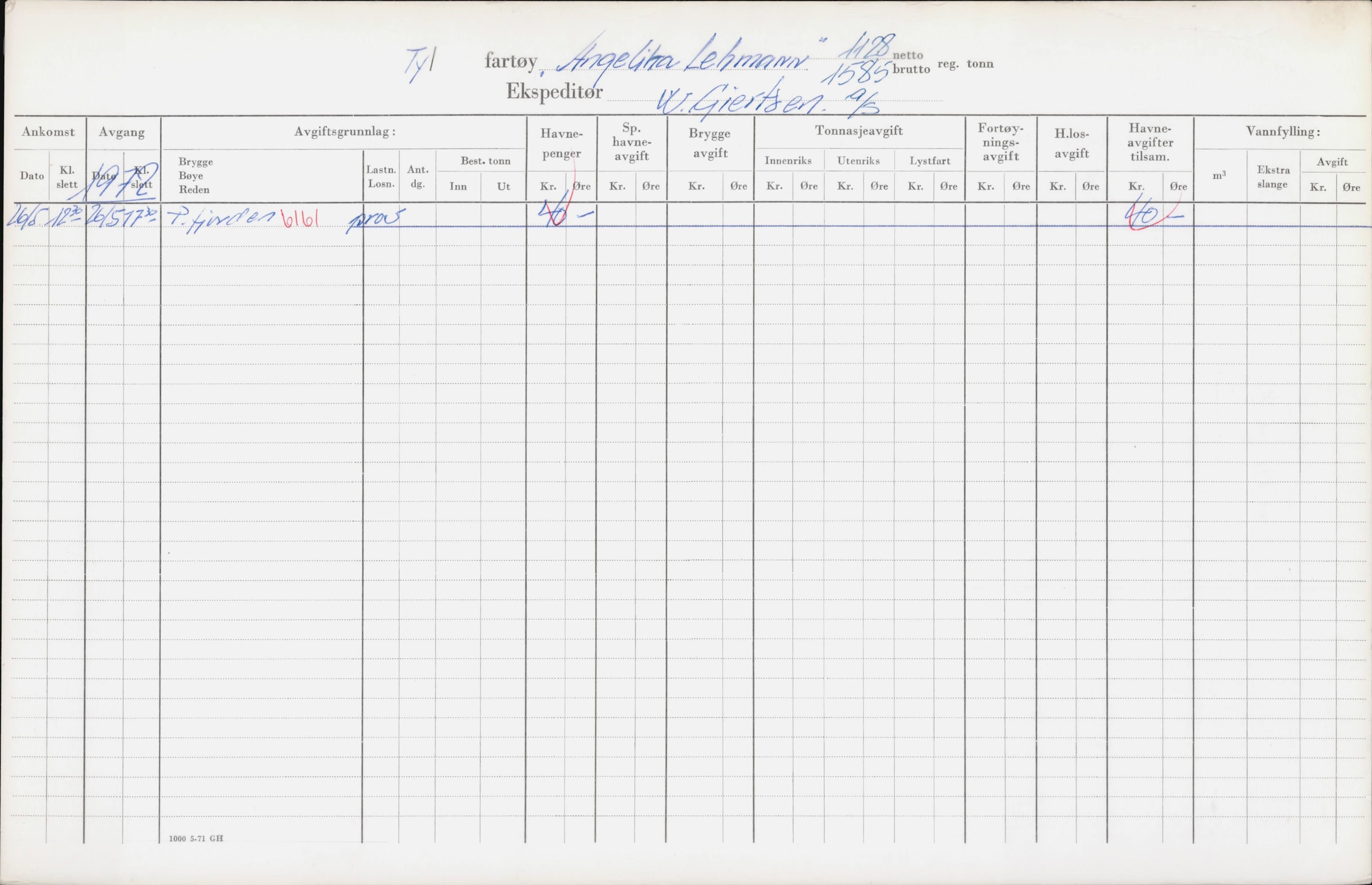 Bergen kommune. Havnekontor/havnefogd, BBA/A-0742/H/Ha/Hac/L0003: Skipsregister Angeliki H-Arroi, 1941-1975