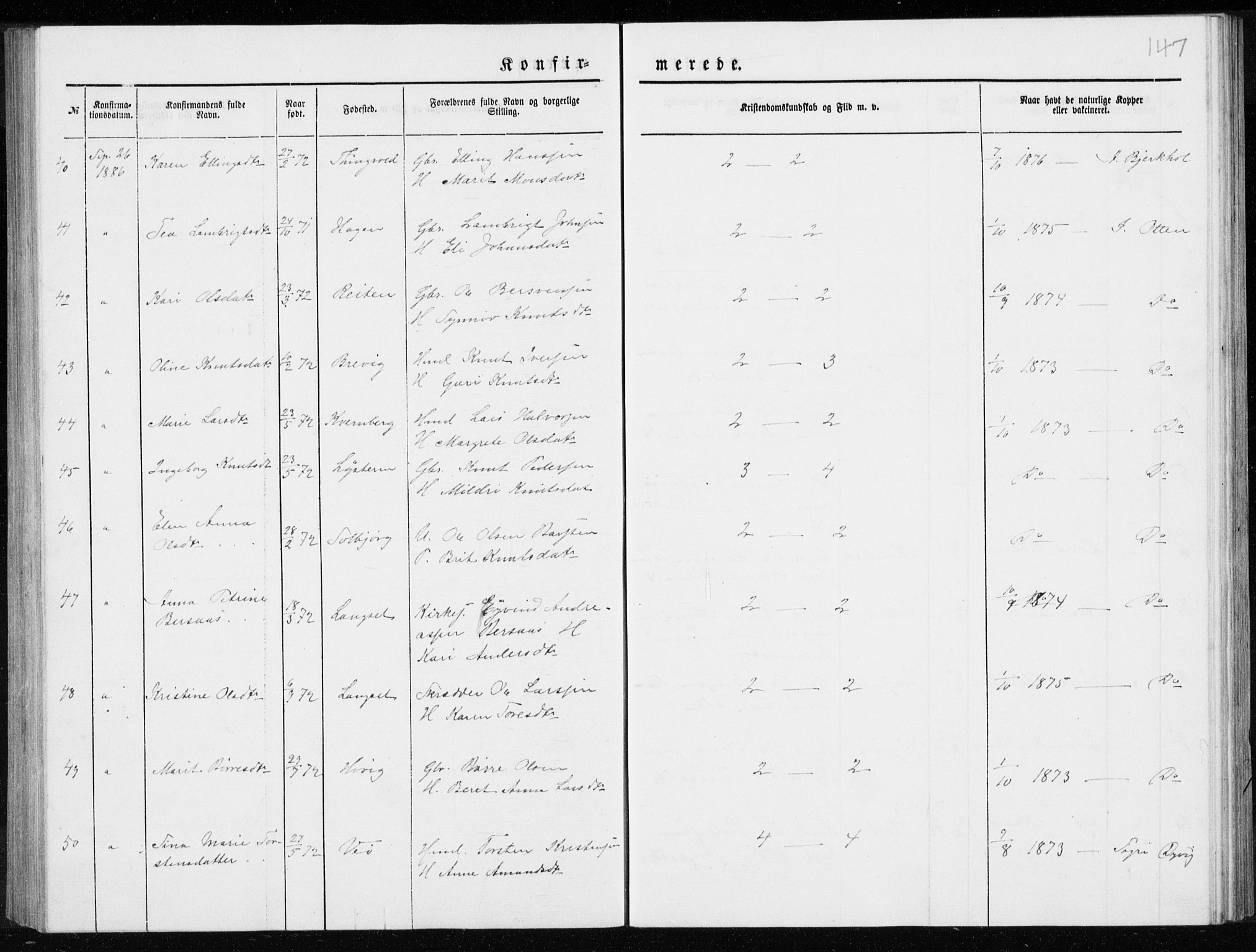 Ministerialprotokoller, klokkerbøker og fødselsregistre - Møre og Romsdal, AV/SAT-A-1454/551/L0631: Klokkerbok nr. 551C03, 1886-1894, s. 147