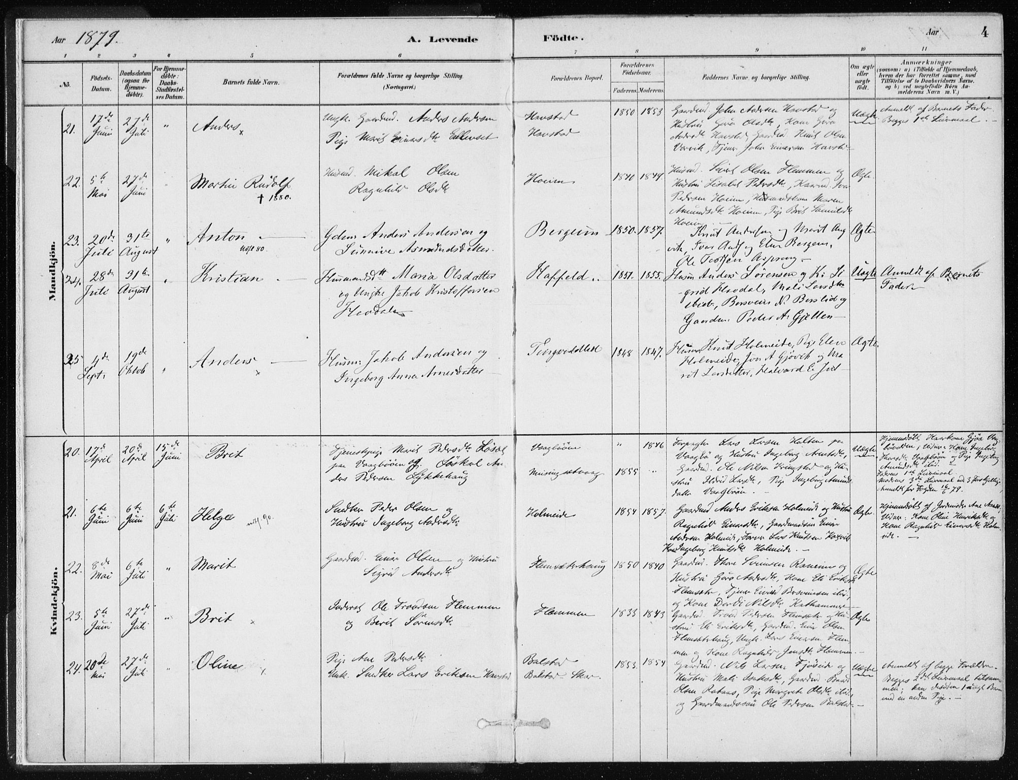 Ministerialprotokoller, klokkerbøker og fødselsregistre - Møre og Romsdal, SAT/A-1454/586/L0987: Ministerialbok nr. 586A13, 1879-1892, s. 4