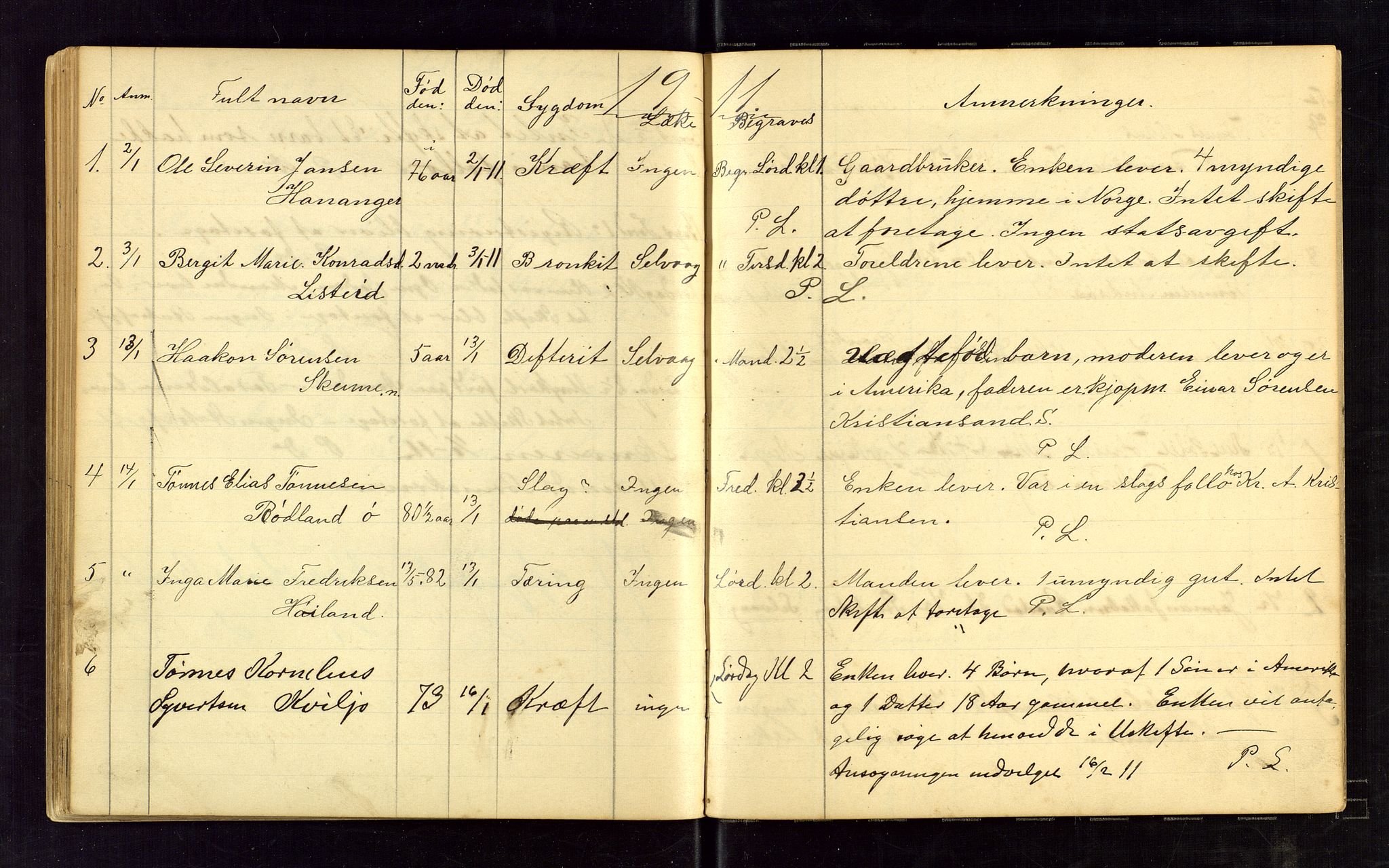Lista lensmannskontor, SAK/1241-0030/F/Fe/L0001/0001: Dødsfallsprotokoller nr 12 / Dødsfallsprotokoll, 1905-1911