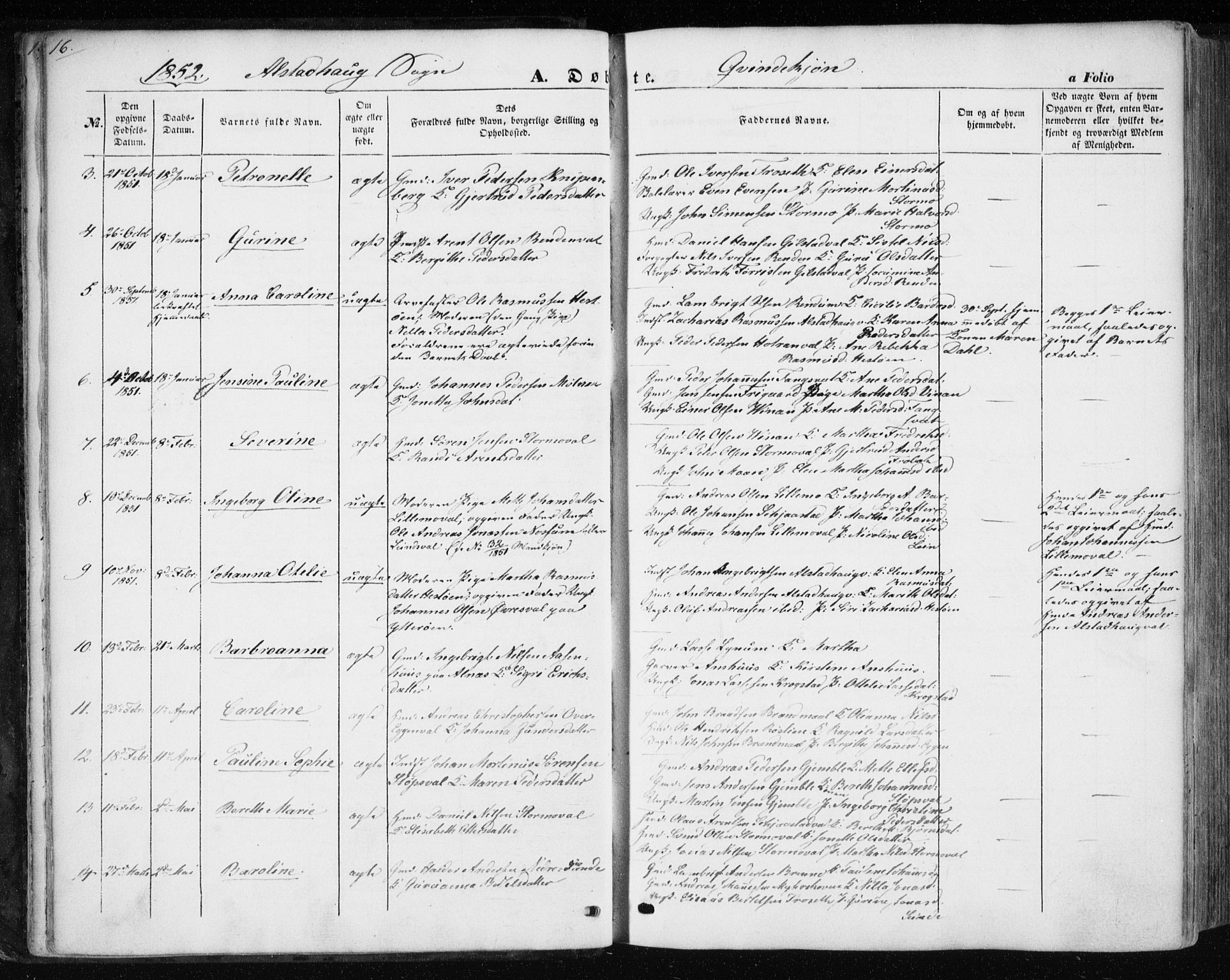 Ministerialprotokoller, klokkerbøker og fødselsregistre - Nord-Trøndelag, SAT/A-1458/717/L0154: Ministerialbok nr. 717A07 /1, 1850-1862, s. 16