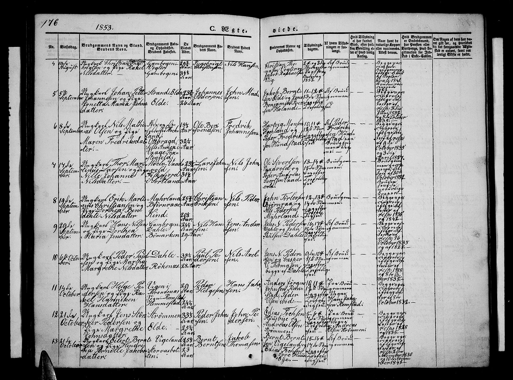 Kvæfjord sokneprestkontor, SATØ/S-1323/G/Ga/Gab/L0002klokker: Klokkerbok nr. 2, 1841-1855, s. 176