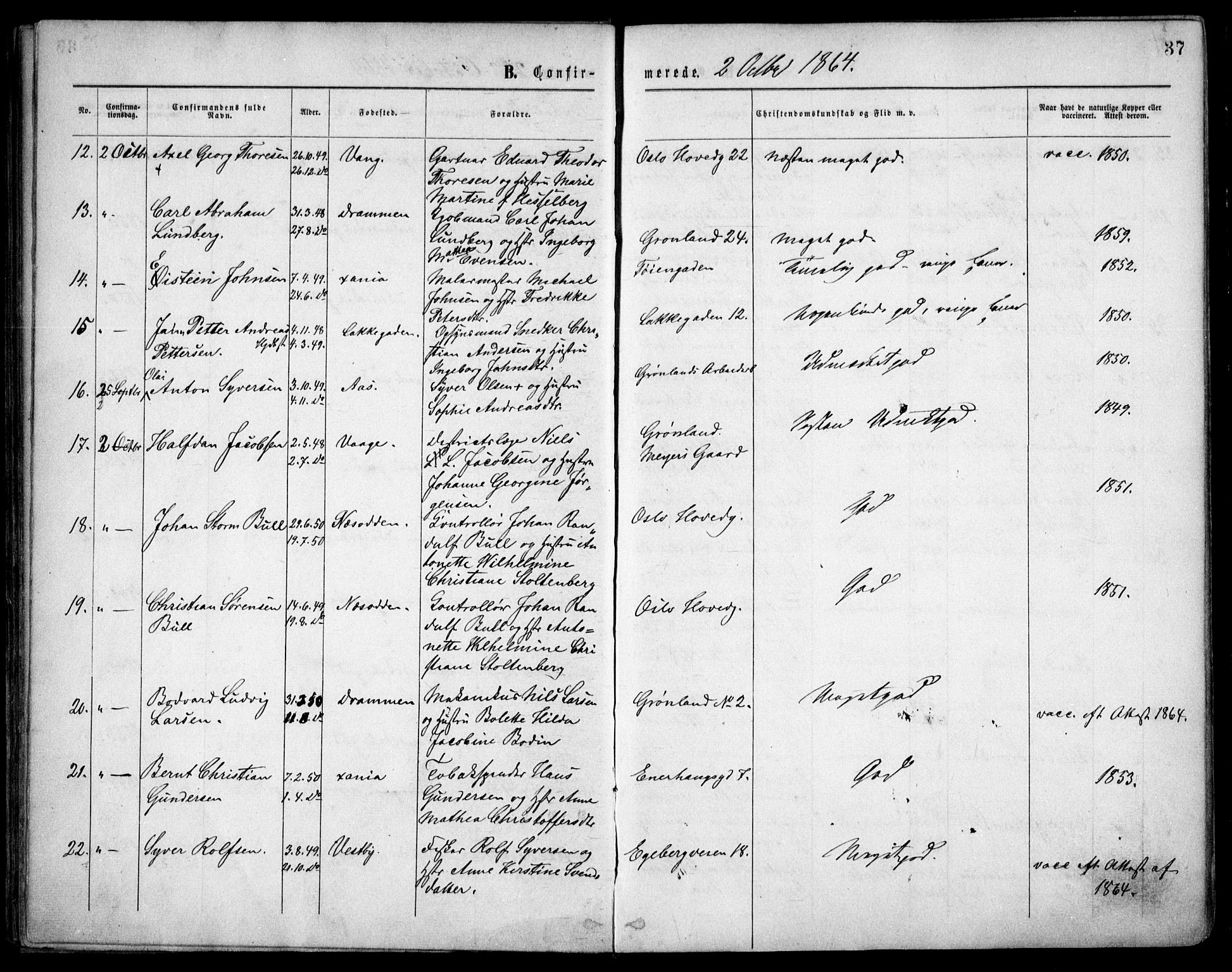 Grønland prestekontor Kirkebøker, AV/SAO-A-10848/F/Fa/L0003: Ministerialbok nr. 3, 1862-1868, s. 37