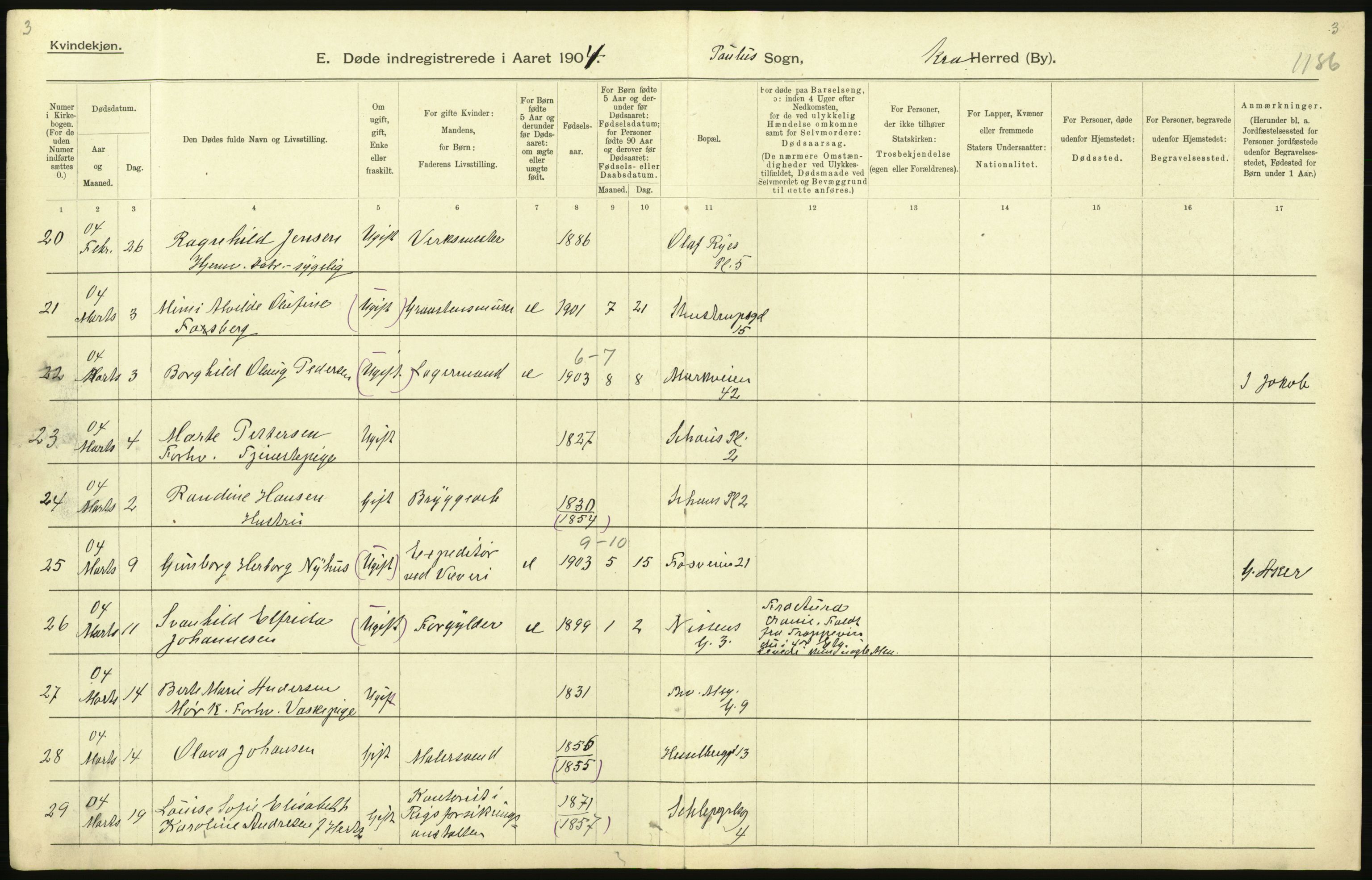 Statistisk sentralbyrå, Sosiodemografiske emner, Befolkning, AV/RA-S-2228/D/Df/Dfa/Dfab/L0004: Kristiania: Gifte, døde, 1904, s. 349