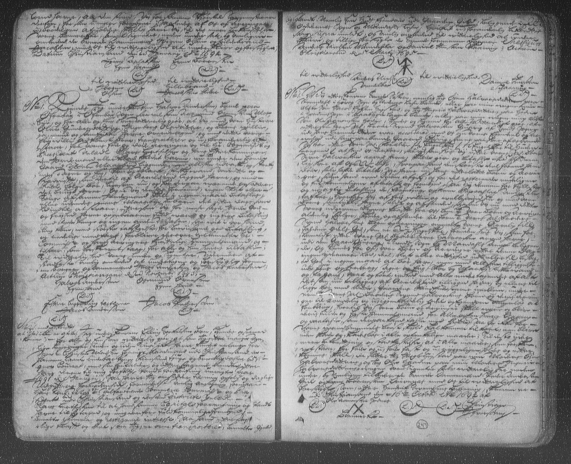 Mandal sorenskriveri, SAK/1221-0005/001/G/Gb/Gba/L0001: Pantebok nr. 1, 1688-1700, s. 244