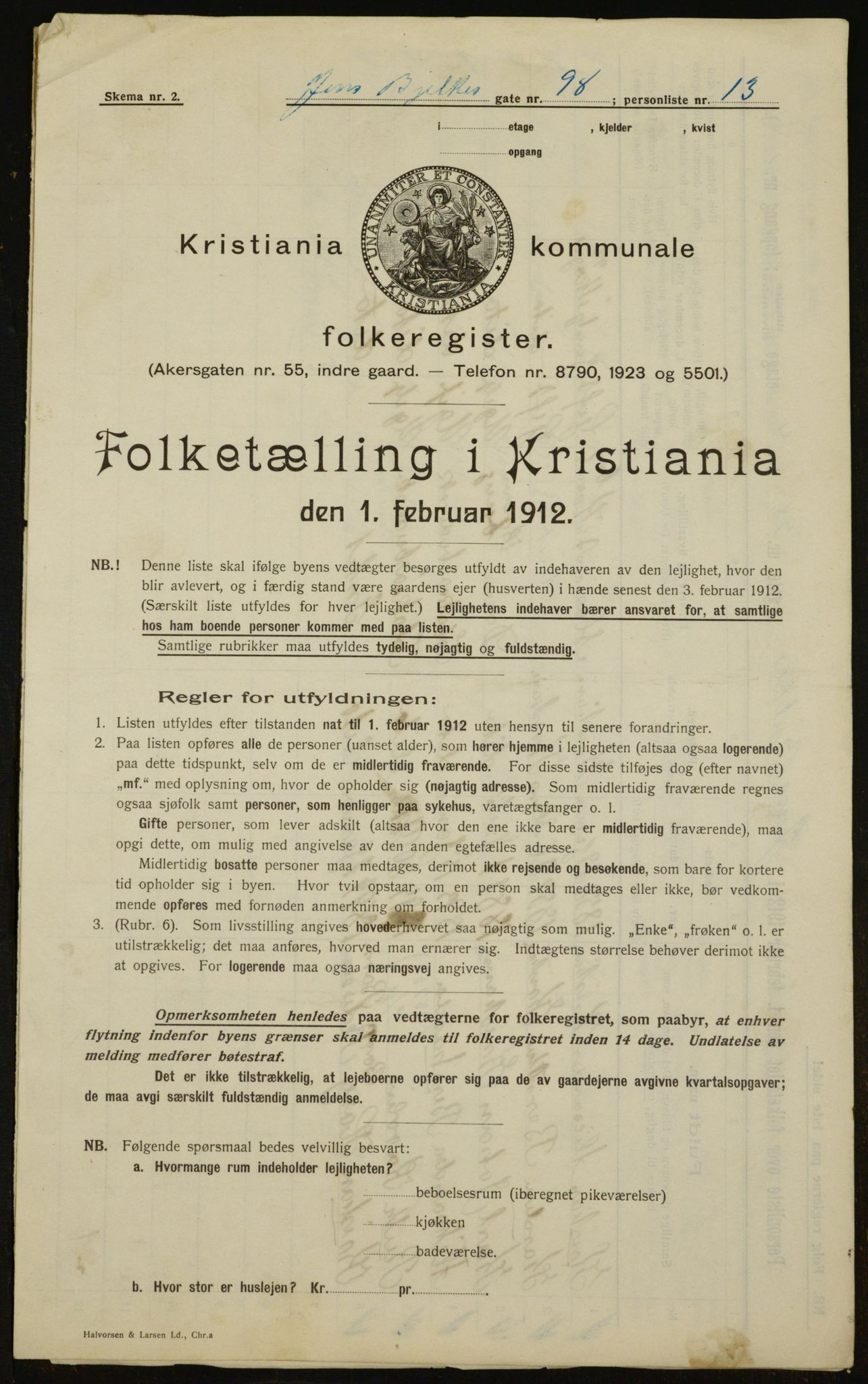 OBA, Kommunal folketelling 1.2.1912 for Kristiania, 1912, s. 47097