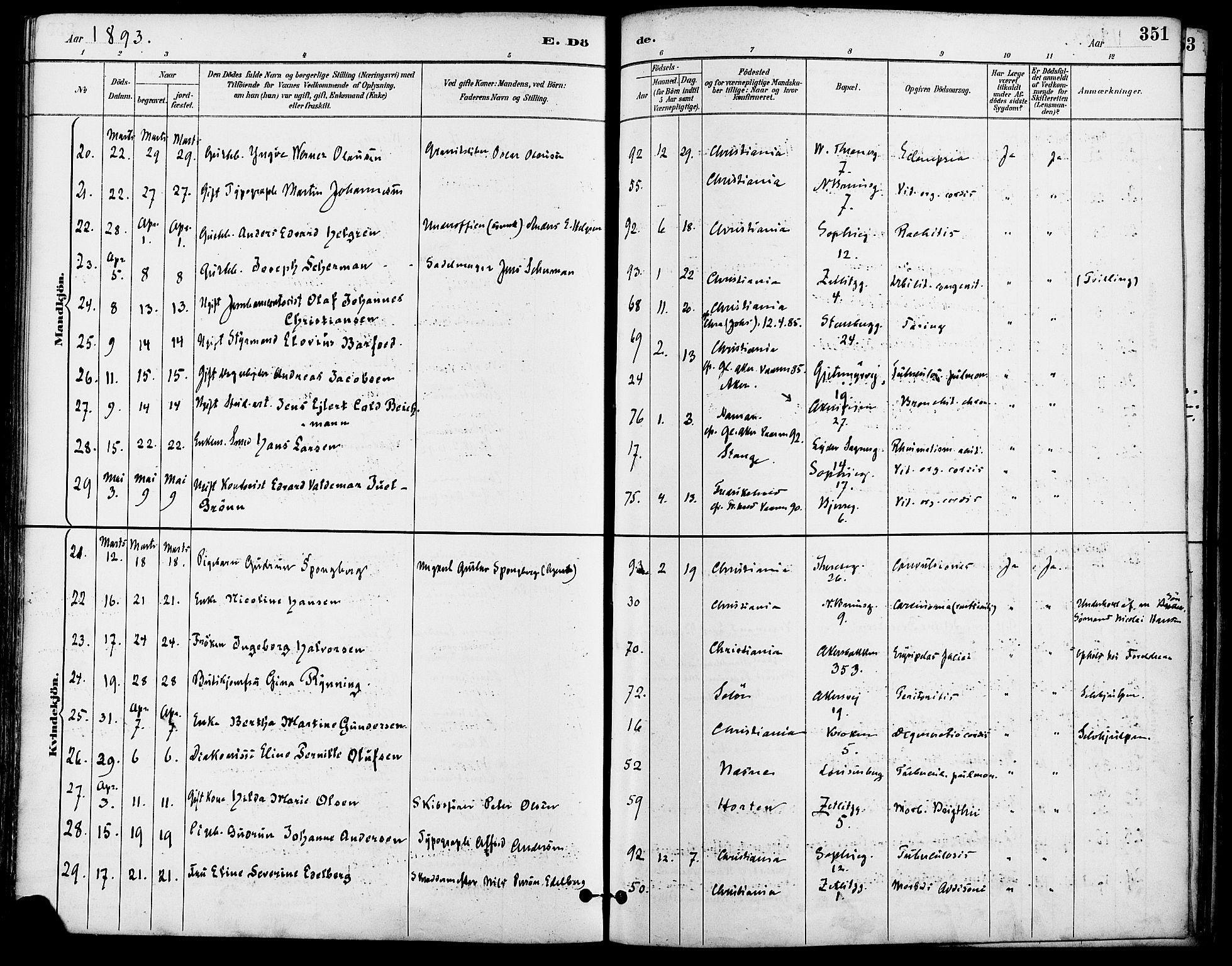 Gamle Aker prestekontor Kirkebøker, AV/SAO-A-10617a/F/L0008: Ministerialbok nr. 8, 1887-1896, s. 351